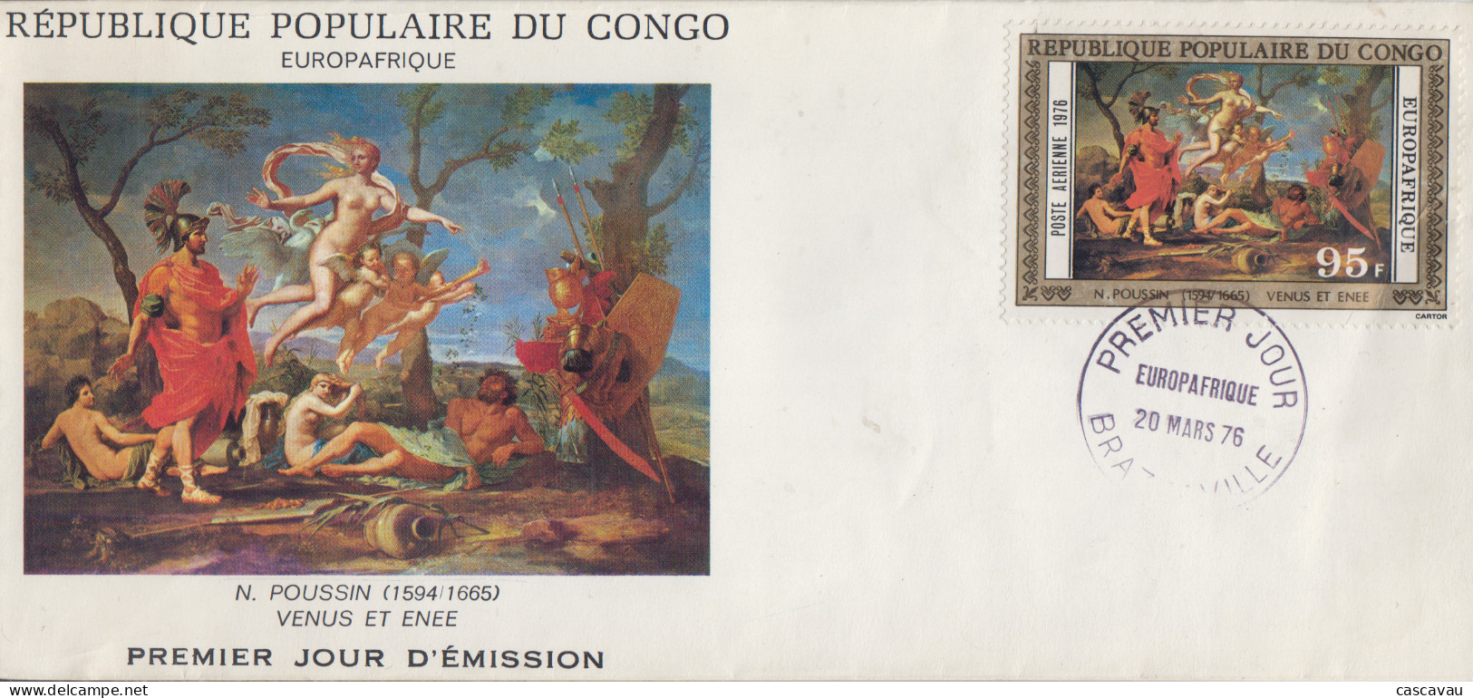 Enveloppe  FDC  1er  Jour   CONGO    Oeuvre  De  Nicolas  POUSSIN       EUROPAFRIQUE   1976 - FDC