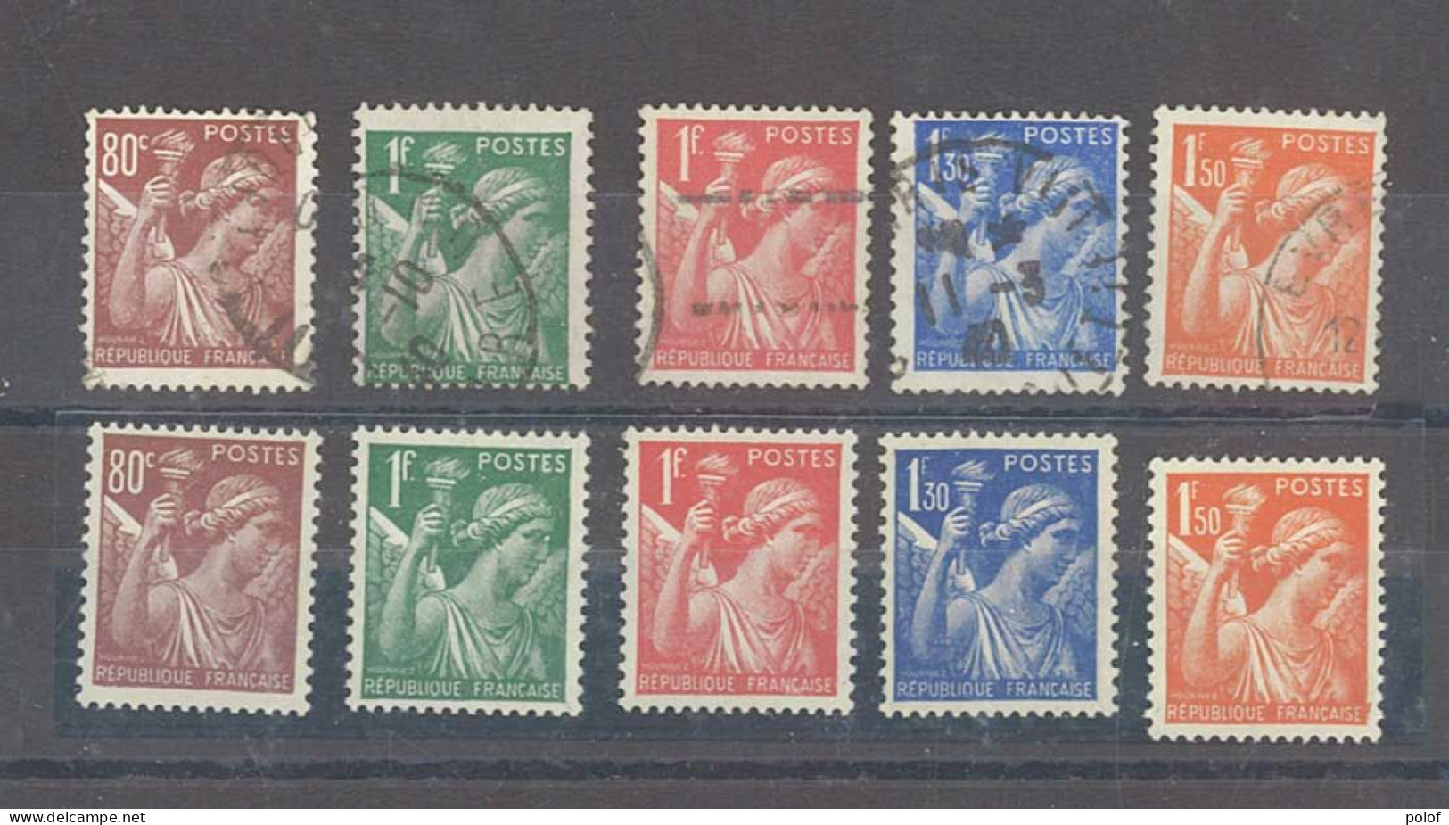 Yvert 431 à 425 - Type Iris - Série De 5 Timbres Neufs Sans Traces De Charnière + 1 Série De 5 Timbres Oblitérés - 1939-44 Iris