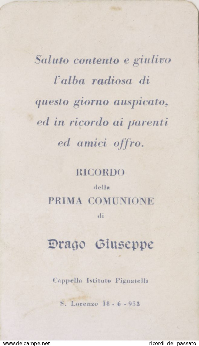 Santino Ricordo 1°comunione Palermo 1953 - Devotion Images