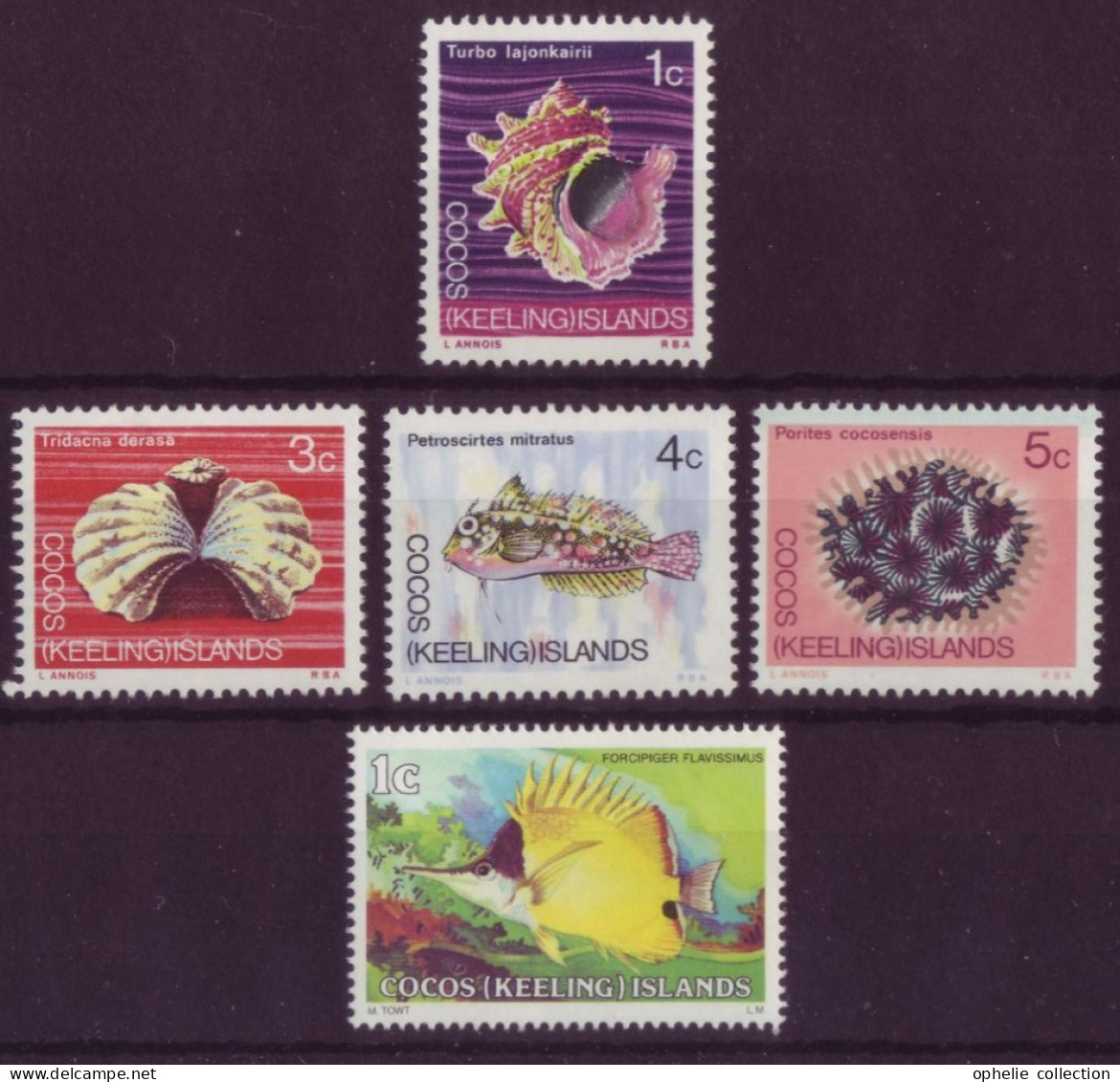 Océanie - Coco (Keeling) Islands - Faune Marine - 5 Timbres Différents - 7385 - Cocoseilanden