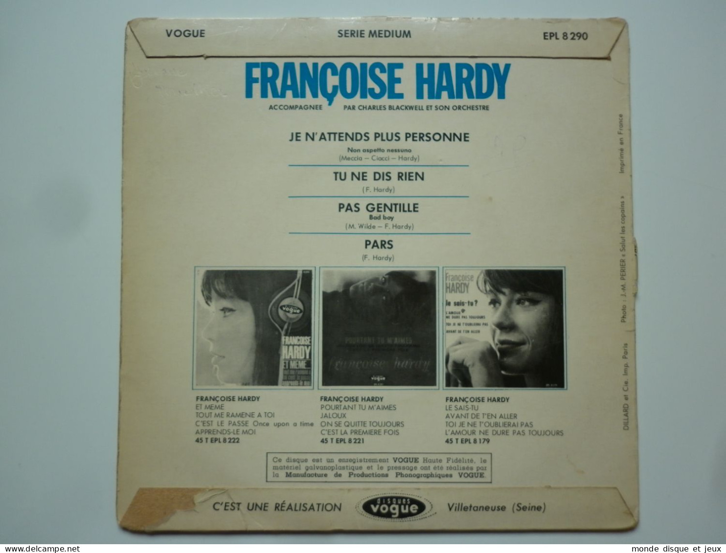 Françoise Hardy 45Tours EP Vinyle Je N'attends Plus Personne - 45 T - Maxi-Single