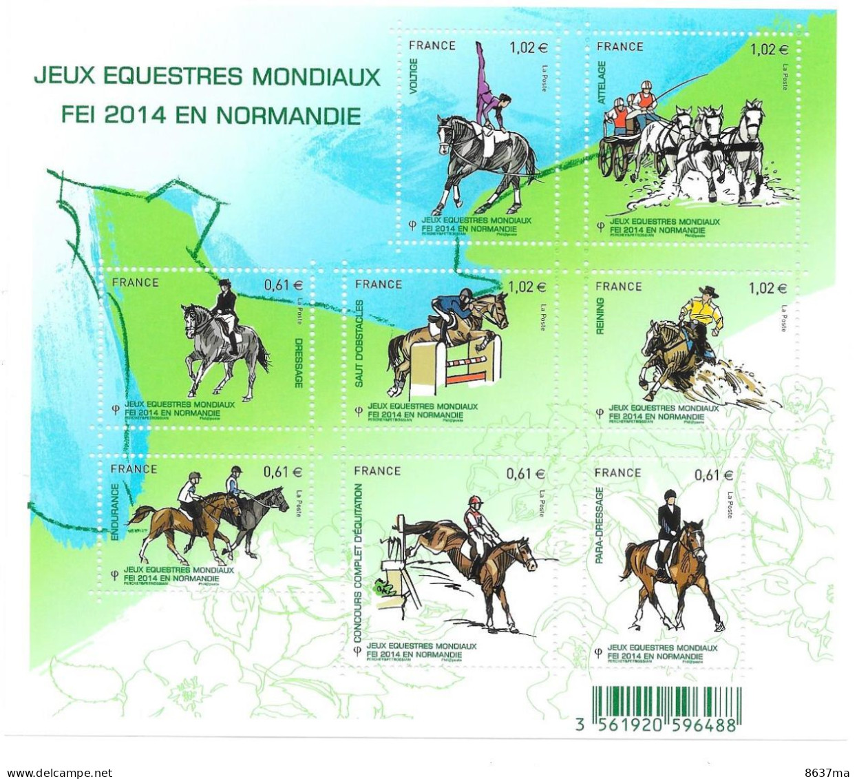 Feuillet Année 2014  - Jeux Equestres - Neufs