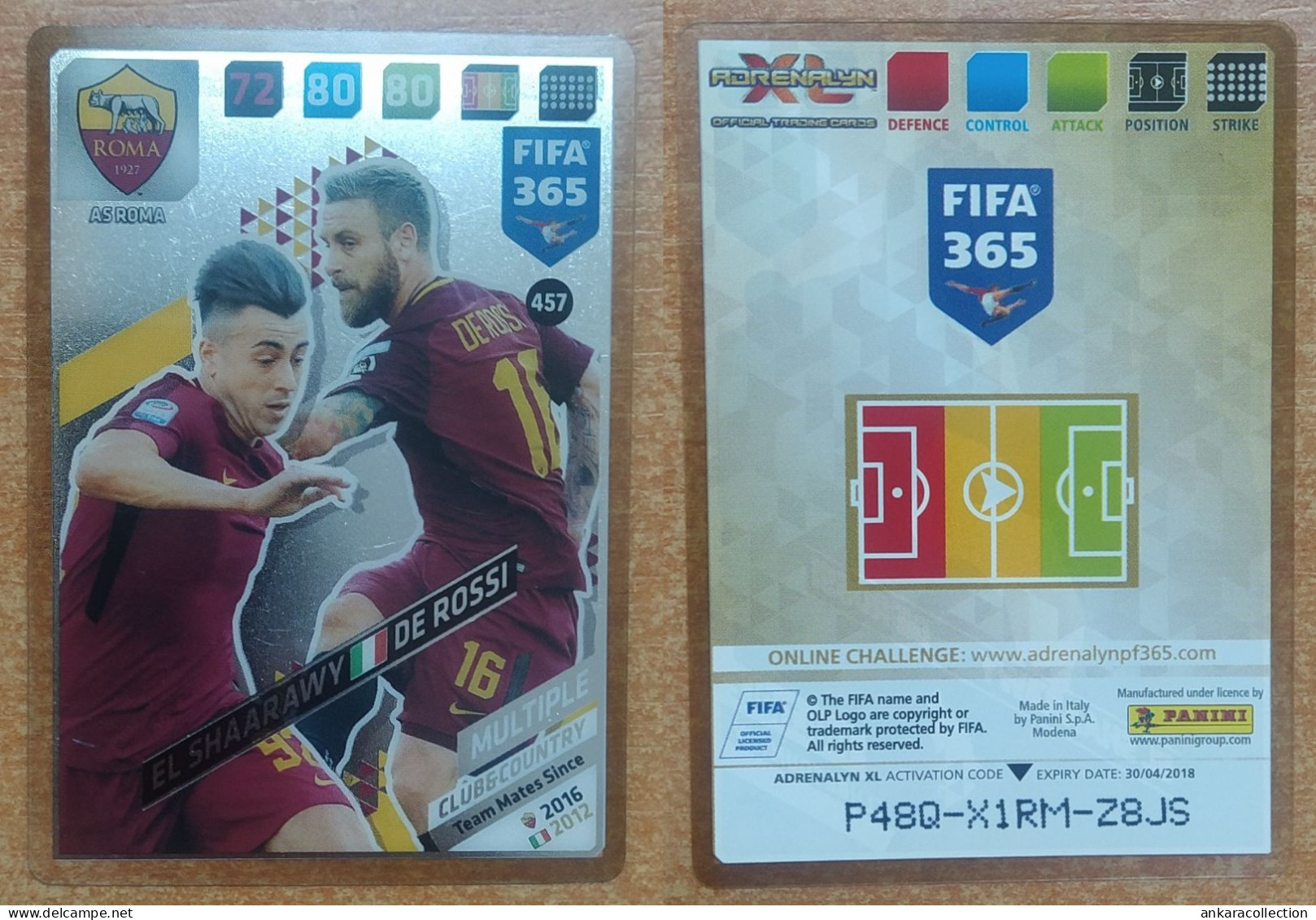 AC - EL SHAARAWY DE ROSSI  MULTIPLE CLUB & COUNTRY   TEAM MATE  AS ROMA  PANINI FIFA 365 2018 ADRENALYN TRADING CARD - Trading-Karten