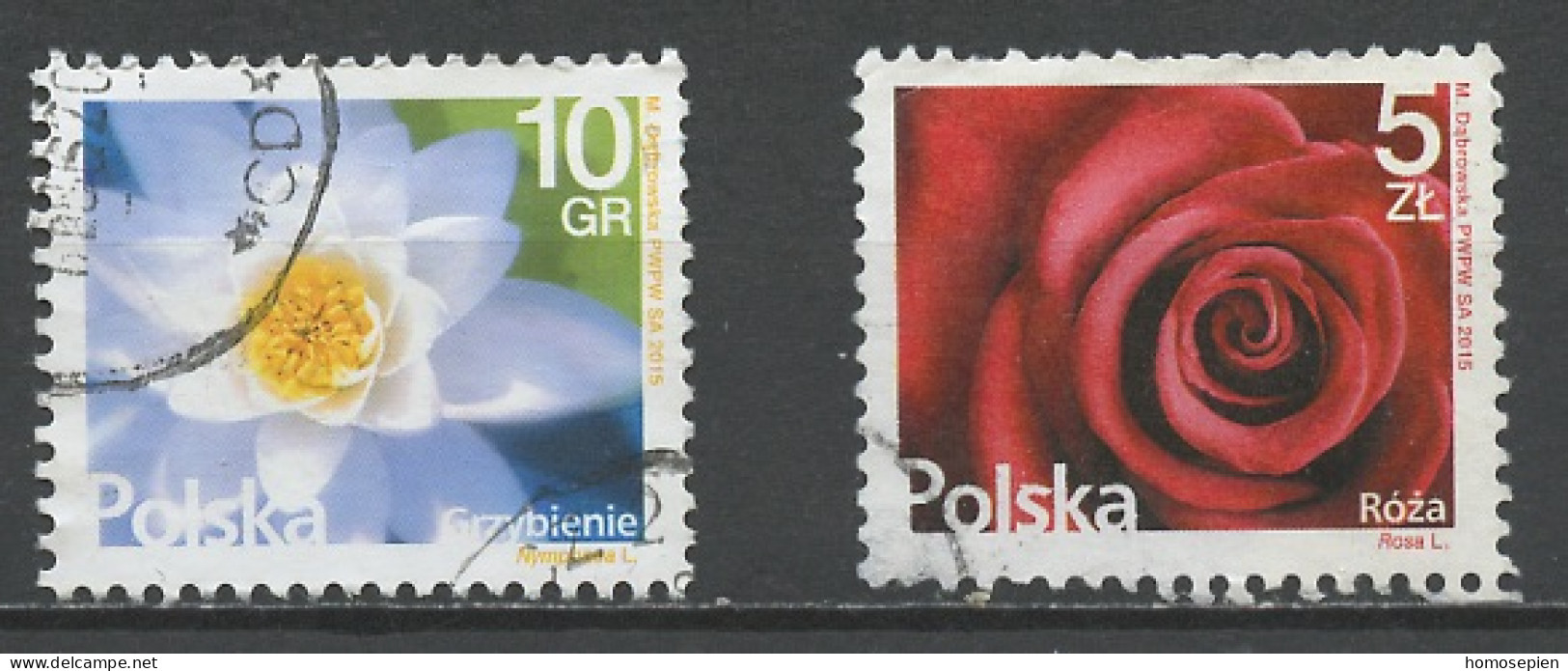 Pologne - Poland - Polen 2015 Y&T N°4437 à 4438 - Michel N°4788 à 4789 (o) - Fleurs - Oblitérés