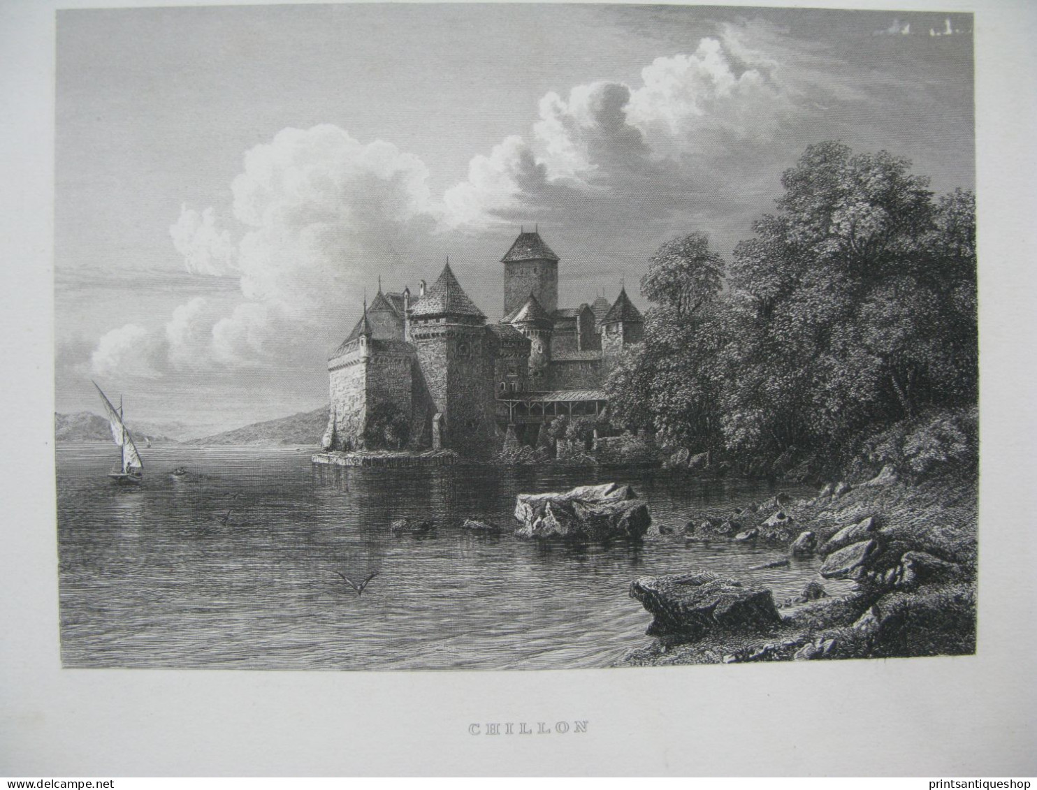 Switzerland 4x Antique Engraving Chillon Chur Coire Wetterhorn Werdenberg - Estampes & Gravures