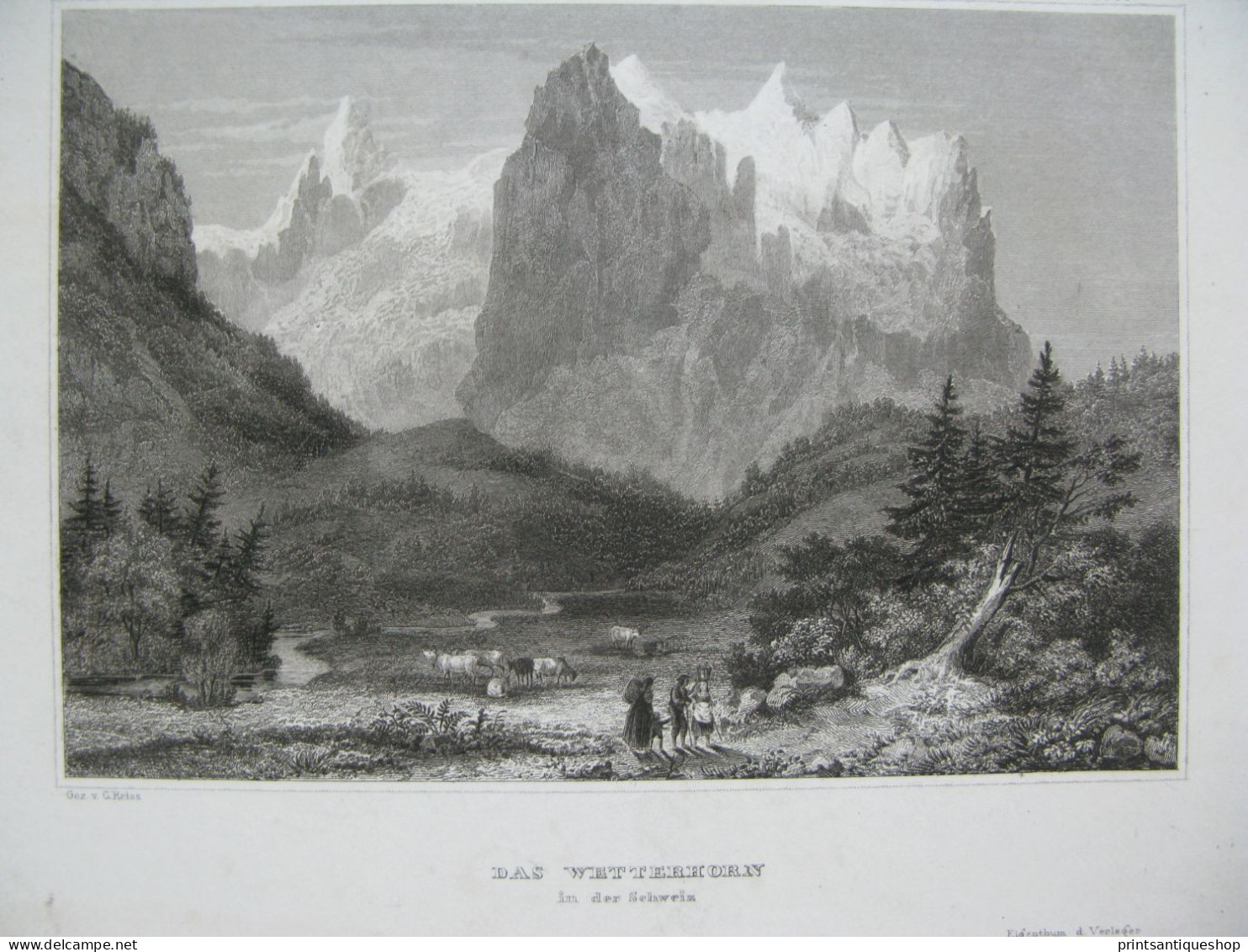 Switzerland 4x Antique Engraving Chillon Chur Coire Wetterhorn Werdenberg - Estampes & Gravures