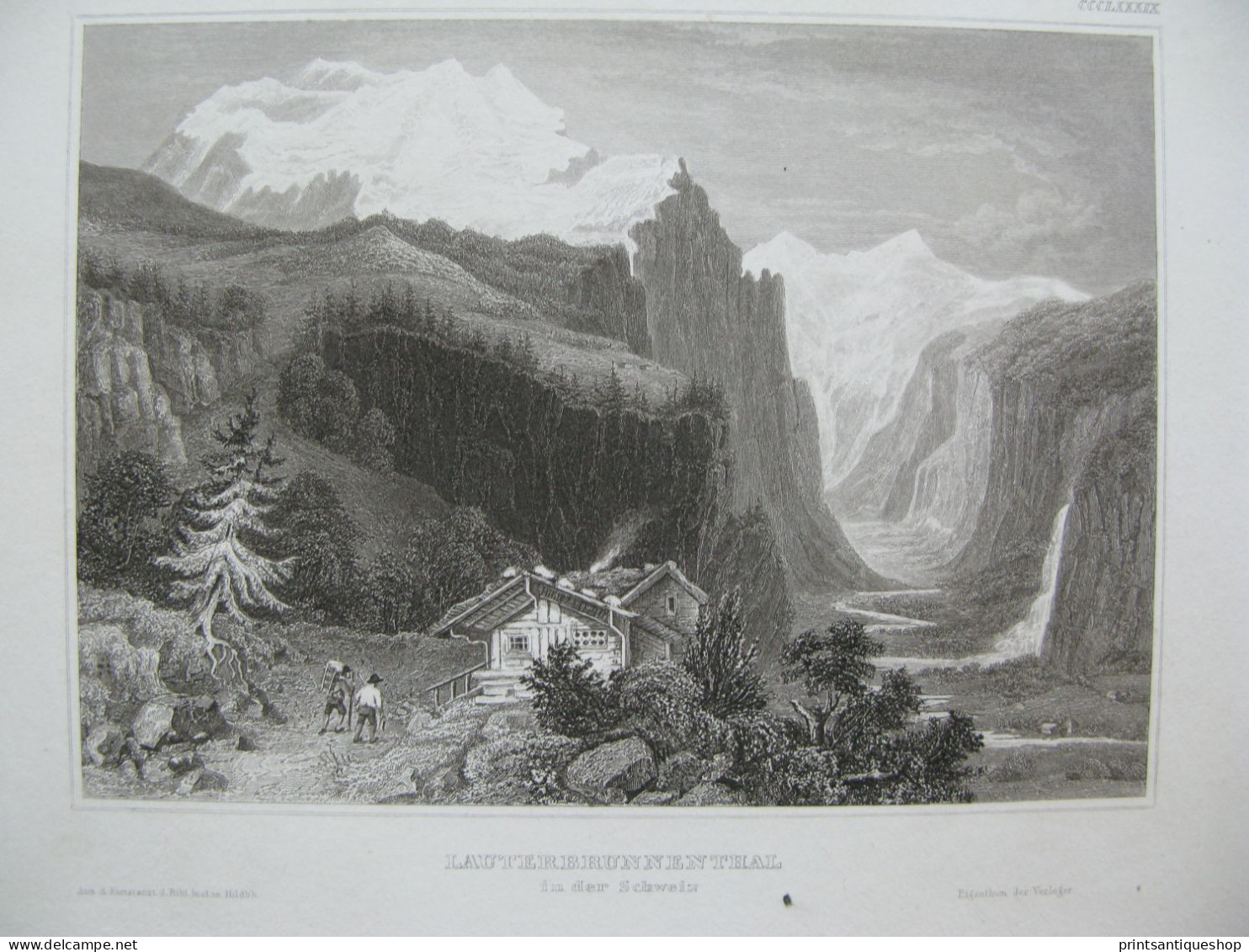 Switzerland 4x Antique Engraving Interlaken Sitten Lauterbrunnen Thun Thunersee - Estampes & Gravures