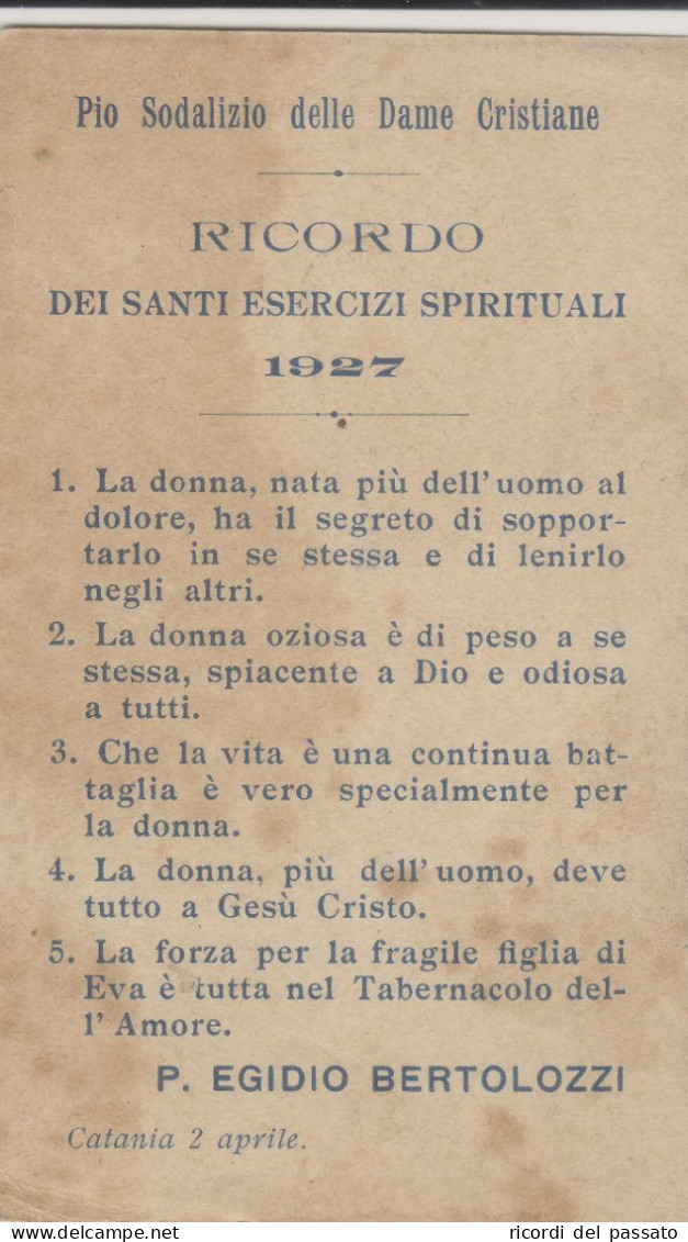 Santino Ricordo Dei Santi Esercizi Spirituali - Catania 1927 - Devotieprenten