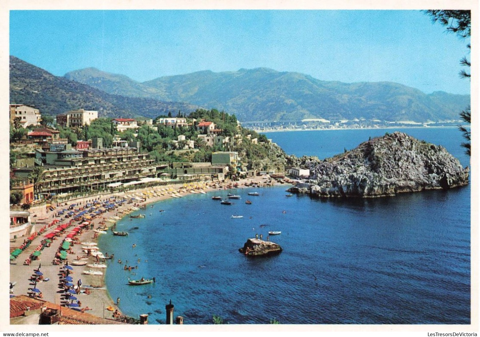 ITALIE - Taormina - Baie Mazzaro - Vue Générale - Vue Sur La Mer - Vue Sur La Plage - Bateaux - Carte Postale Ancienne - Messina