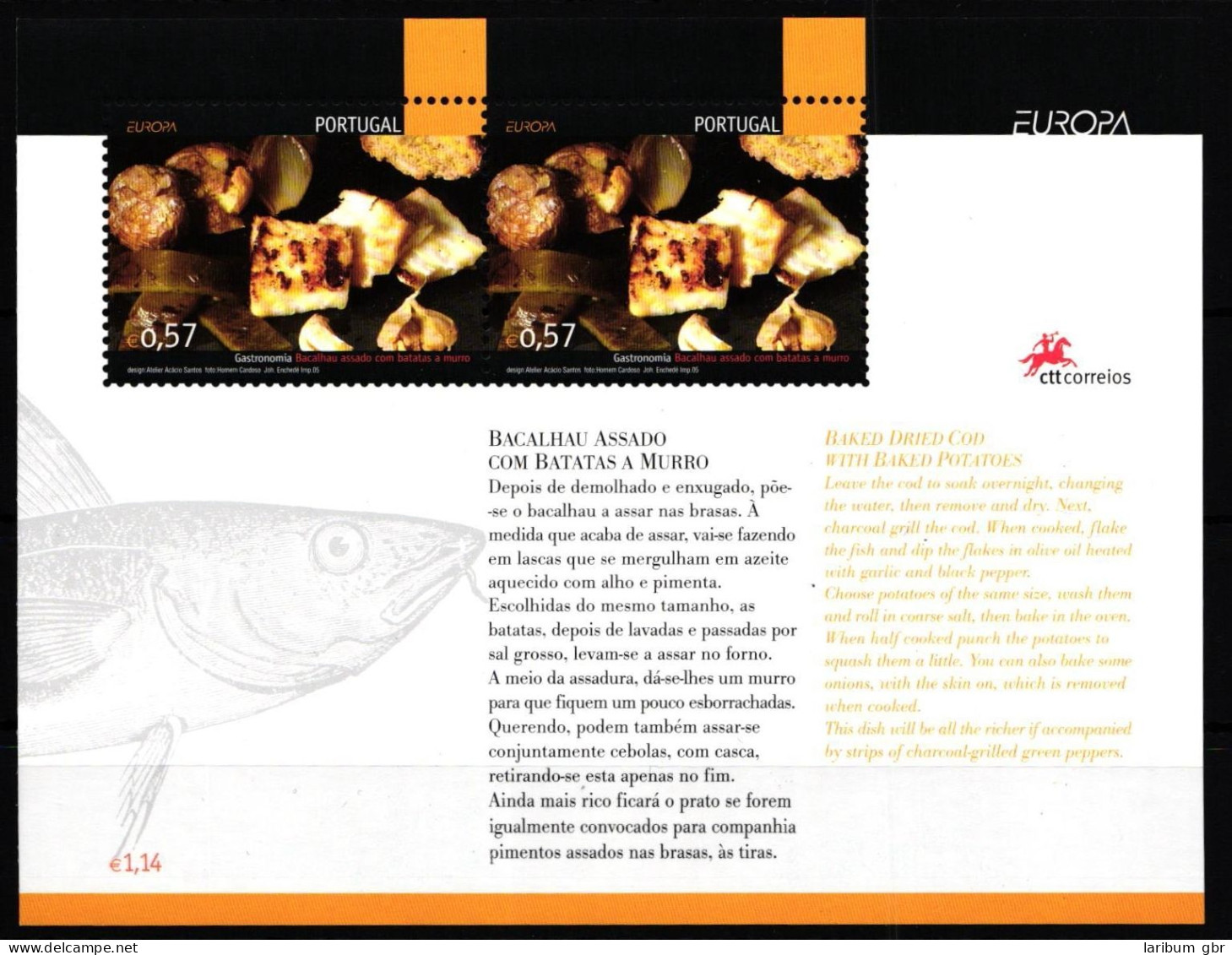 Portugal Block 209 Postfrisch Gastronomie #GY683 - Non Classés