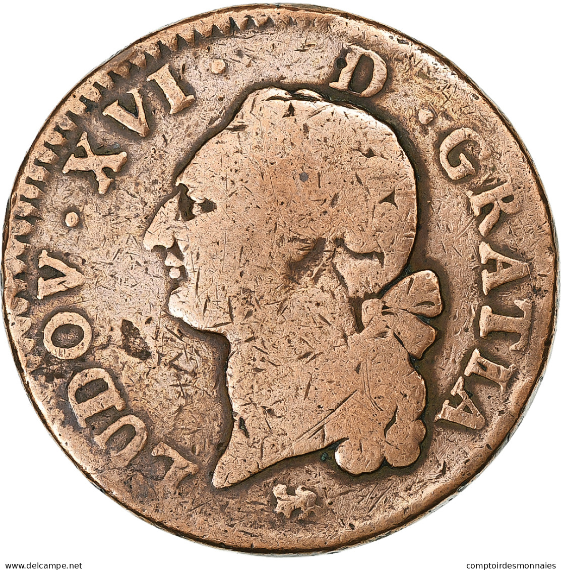 France, Louis XVI, Sol, 1791, Paris, Léopard, Cuivre, B, Gadoury:350 - 1774-1791 Louis XVI