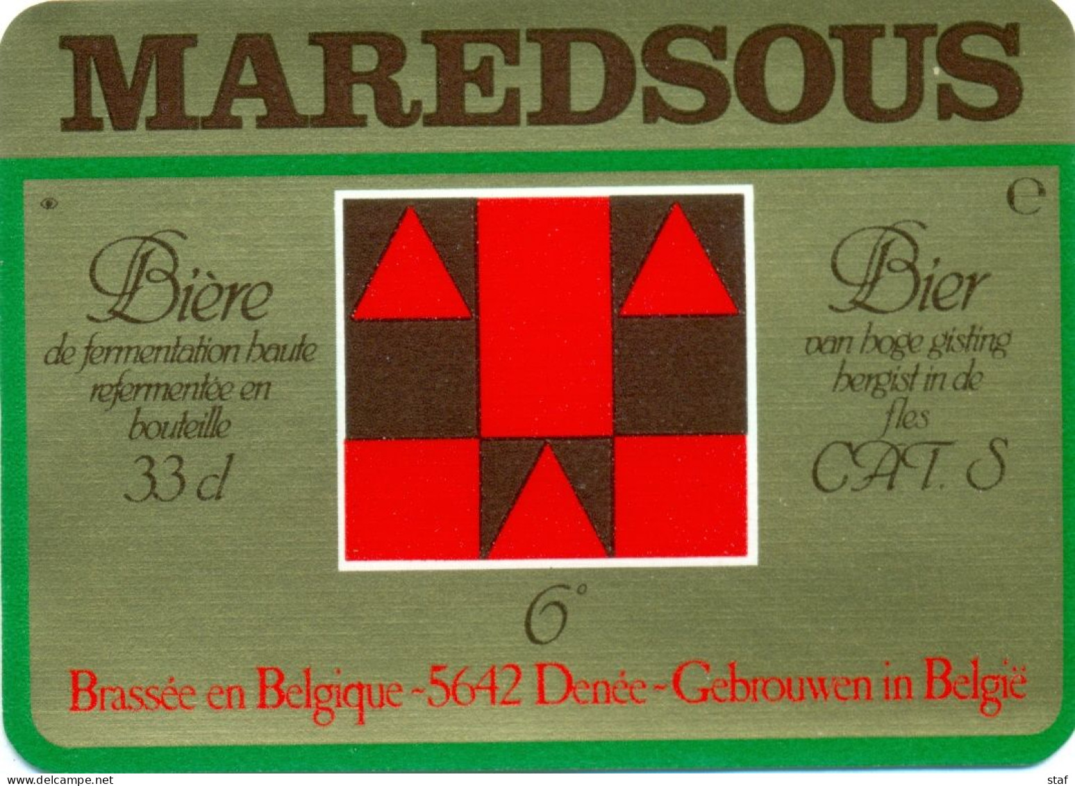 Oud Etiket Bier Maredsous 6° - Brouwerij / Brasserie De Maredsous - Bier