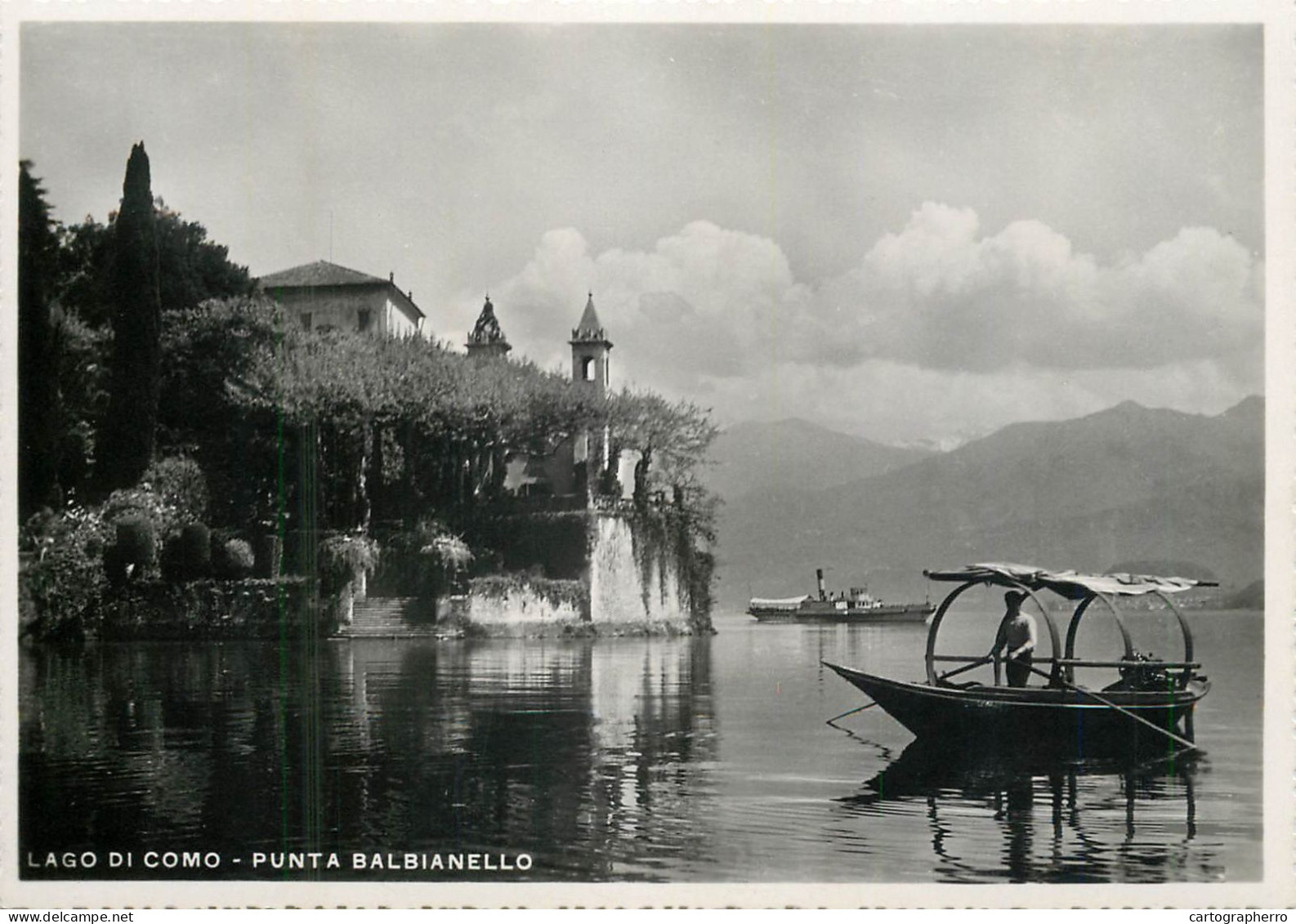 Postcard Switzerland Lago Di Como Punta Balbianello Rowboat - Sonstige & Ohne Zuordnung