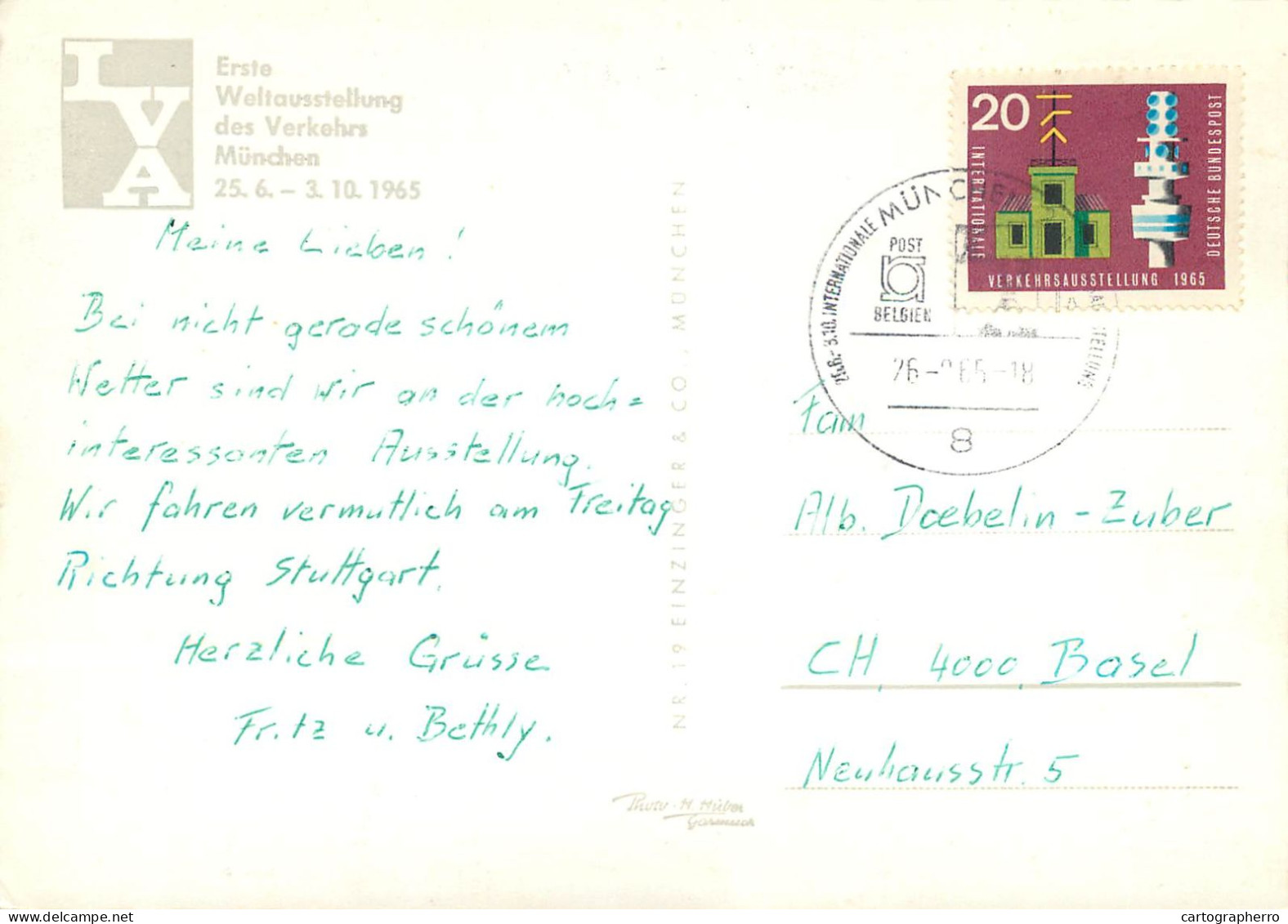 Postcard Germany Munchen 1965 Telecabine - München