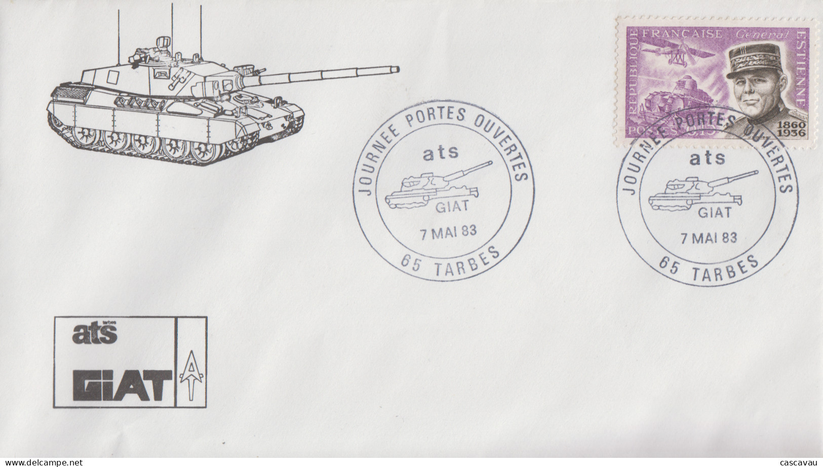 Enveloppe   FRANCE   Journée  Portes Ouvertes     ATS   GIAT      TARBES   1983 - Militaria