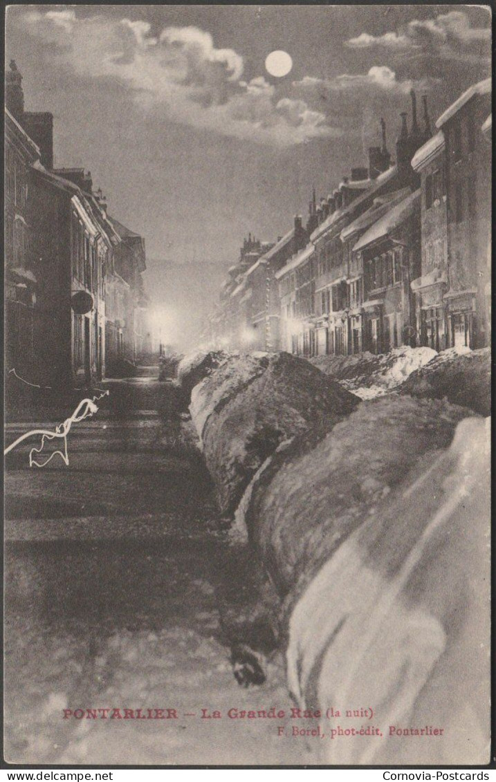 La Nuit, La Grande Rue, Pontarlier, C.1905-10 - Borel CPA - Pontarlier