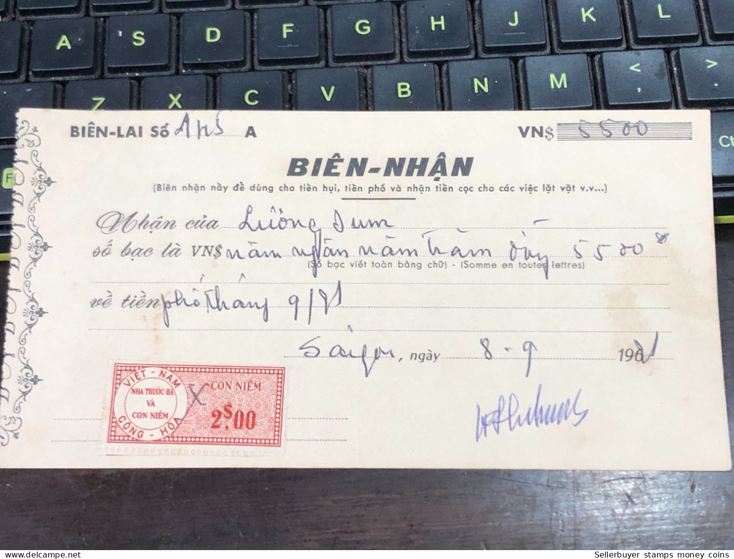 Viet Nam Suoth Old Bank Receipt(have Wedge 2 $ Year 1961) PAPER QUALITY:GOOD 1-PCS - Collections