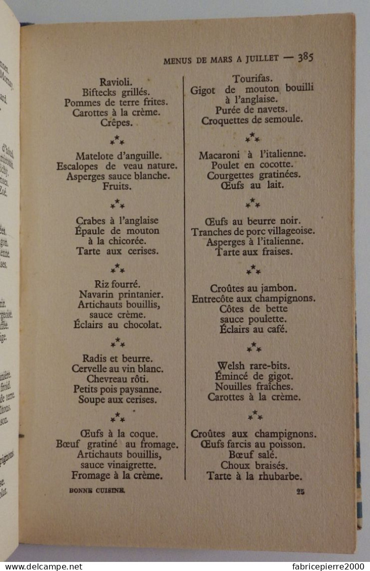 LAROUSSE - La Bonne cuisine de Madame E. Saint-Ange 1930 TBE