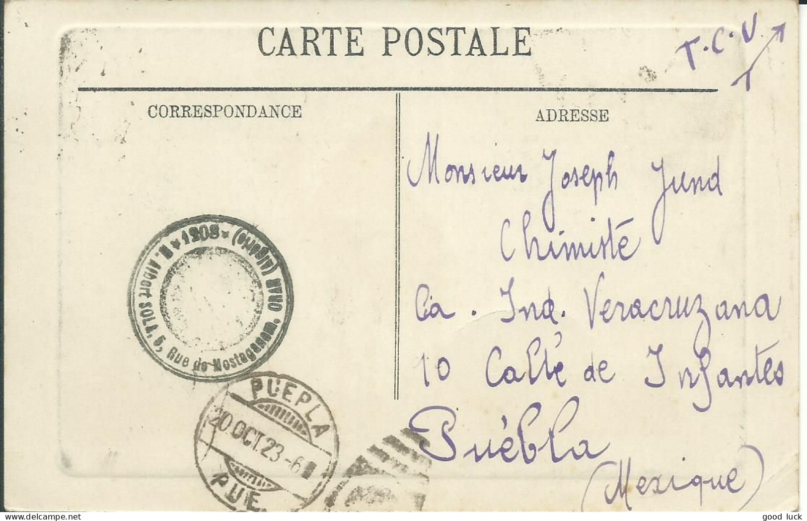 FRANCE / ALGERIE CARTE 20c ORAN POUR PUEBLA ( MEXIQUE ) DE 1923  LETTRE COVER - 1921-1960: Période Moderne