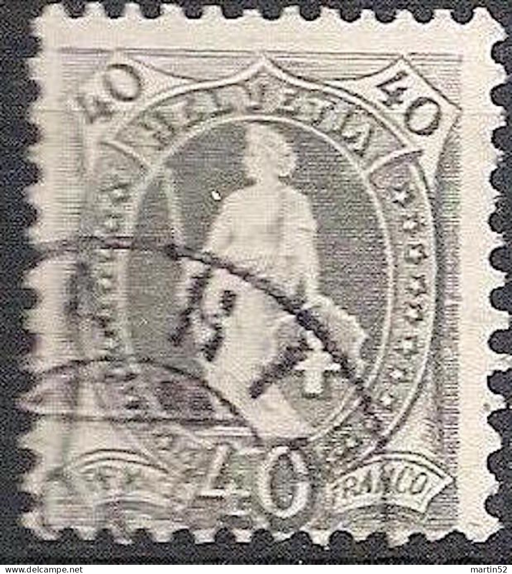 Schweiz Suisse 1894: HELVETIA (13 Zähne) KZ II Zu 69D Mi 61YC Yv 74 (13 Dents) Mit Stempel SCHÄNIS ?0.X.04 (Zu CHF 8.00) - Oblitérés