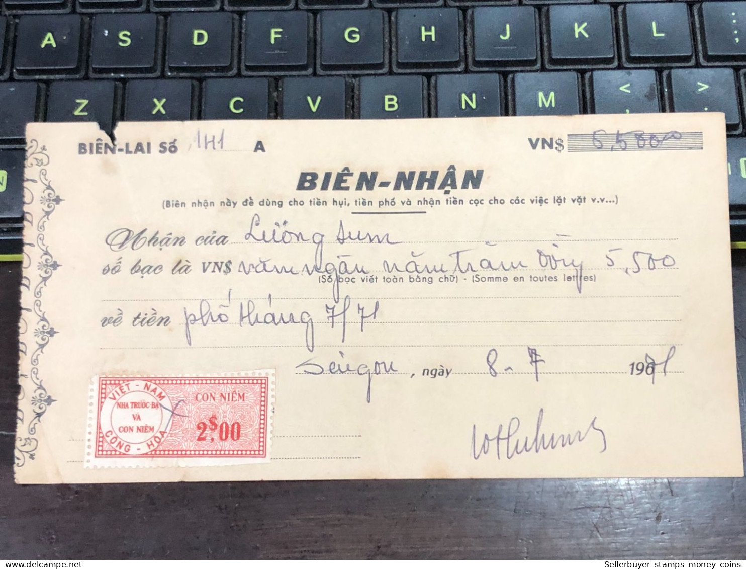 Viet Nam Suoth Old Bank Receipt(have Wedge 2 $ Year 1971) PAPER QUALITY:GOOD 1-PCS - Collections