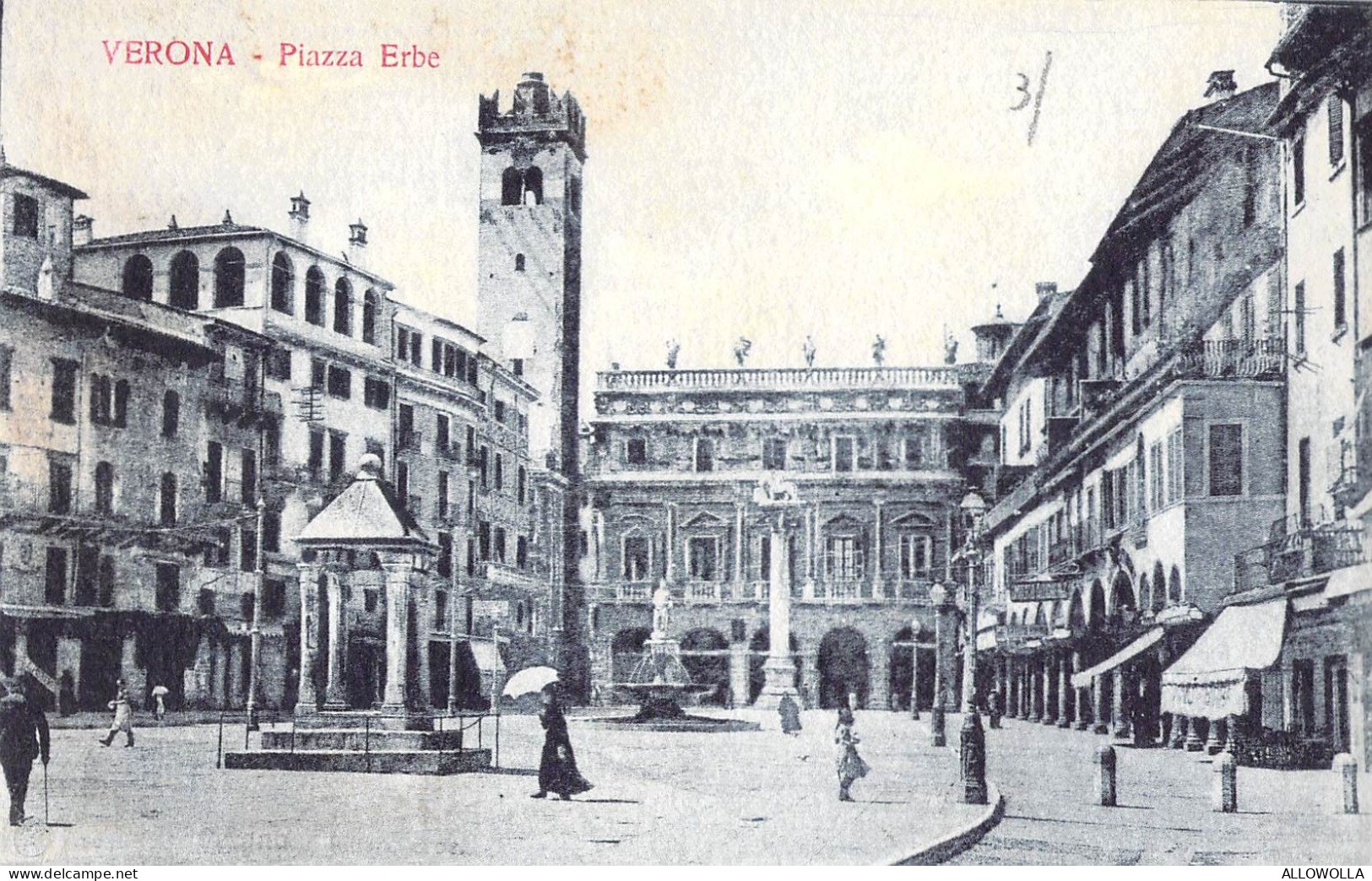 27071 " VERONA-PIAZZA ERBE " ANIMATA-VERA FOTO-CART. POST. NON SPED. - Verona
