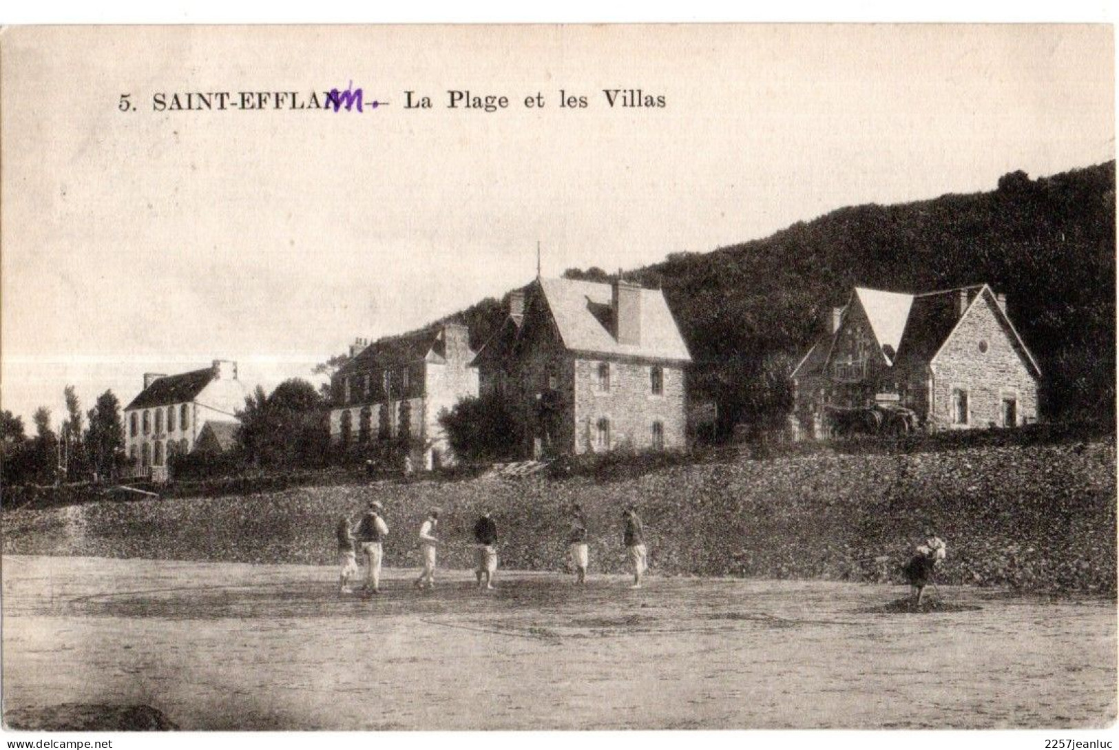 CP 22 Sant Efflam * La Plage Et Les Villas  Oblitération Et Timbre De 1925 Au Dos - Andere & Zonder Classificatie