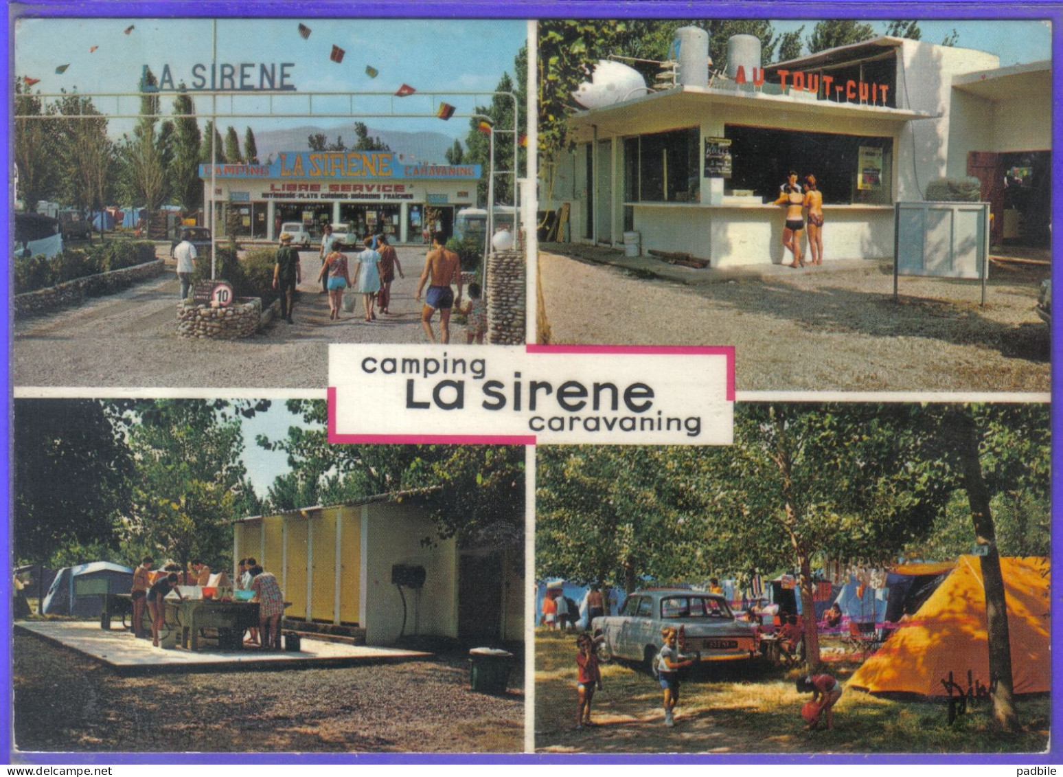 Carte Postale 66. Argeles Sur Mer  Camping Caravaning La Sirène 404 Peugeot  Très Beau Plan - Argeles Sur Mer