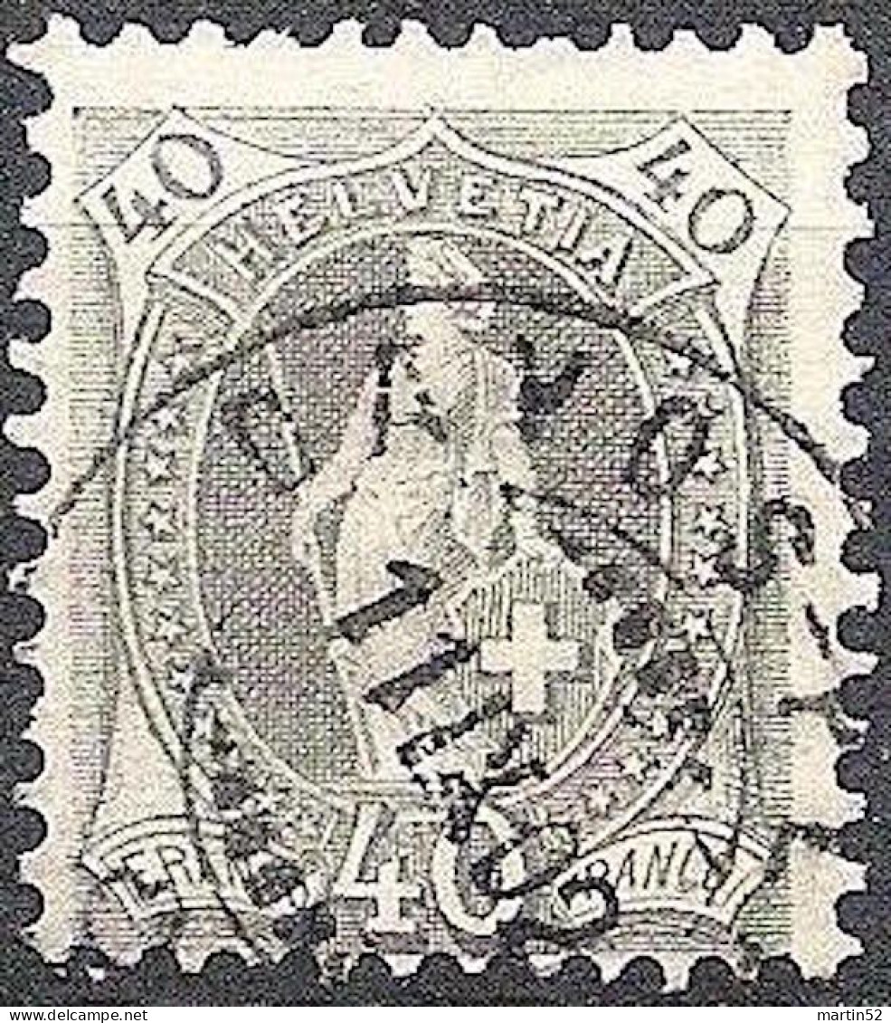 Schweiz Suisse 1894: HELVETIA (13 Zähne) KZ II Zu 69D Mi 61YC Yv 74 (13 Dents) Mit ⊙ DAVOS-PLATZ 11.IX.02 (Zu CHF 8.00) - Oblitérés