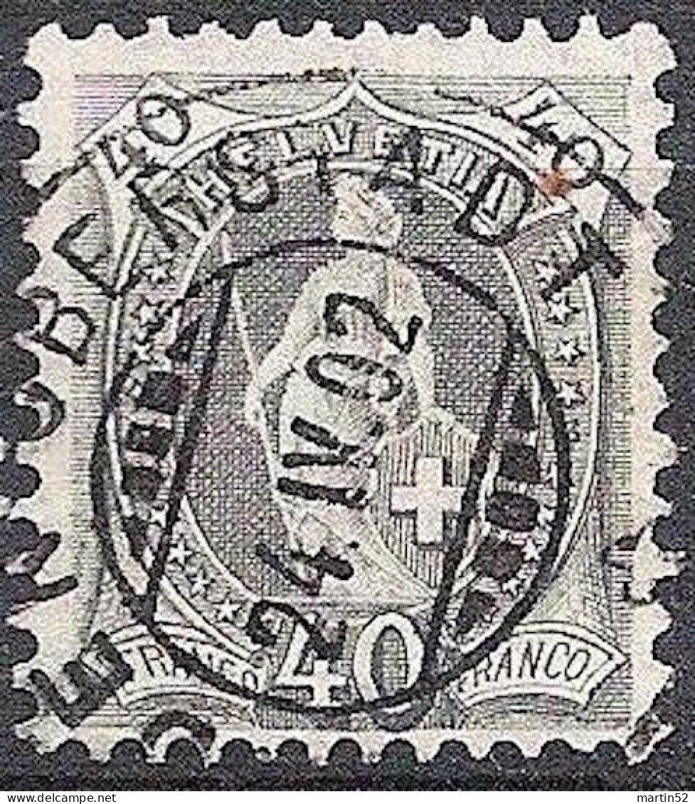 Schweiz Suisse 1894: HELVETIA (13 Zähne) KZ II Zu 69D Mi 61YC Yv 74 (13 Dents) ⊙ BADEN OBERSTADT 24.IV.02 (Zu CHF 8.00) - Oblitérés