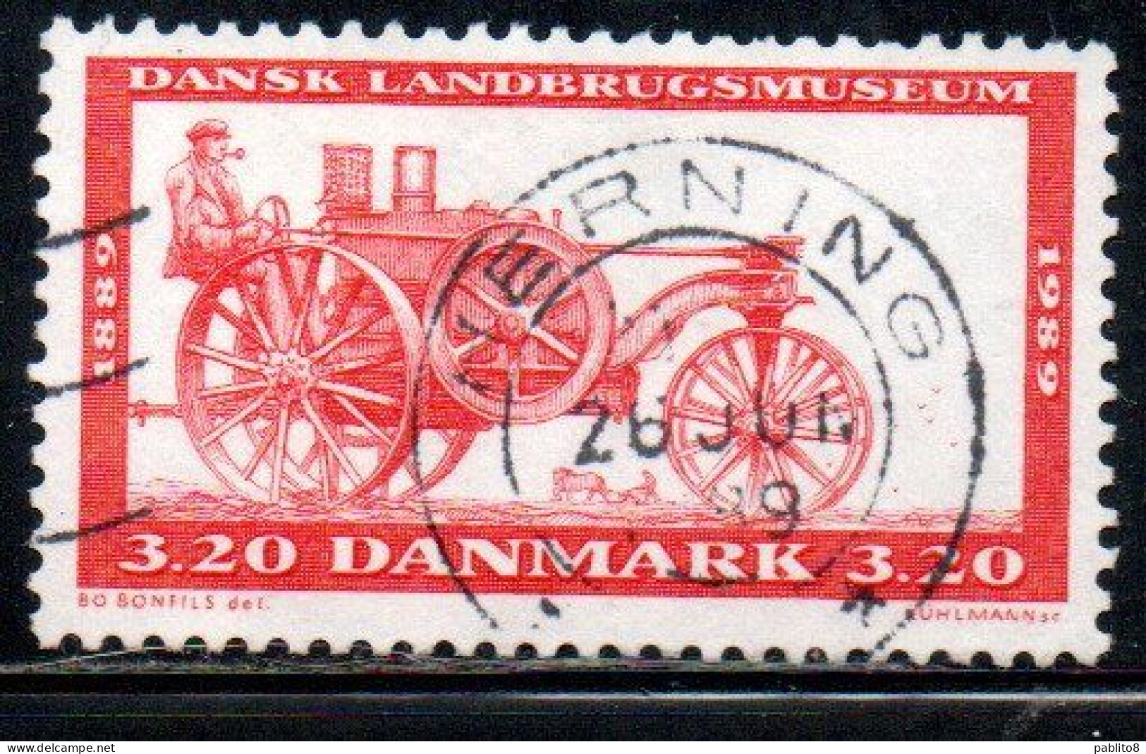 DANEMARK DANMARK DENMARK DANIMARCA 1989 AGRICULTURAL MUSEUM CENTENARY TRACTOR 3.20k USED USATO OBLITERE' - Lettres & Documents