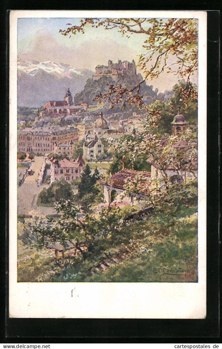 Künstler-AK Edward Theodore Compton: Salzburg, Festung Und Nonnberg Mit Landschaft  - Compton, E.T.
