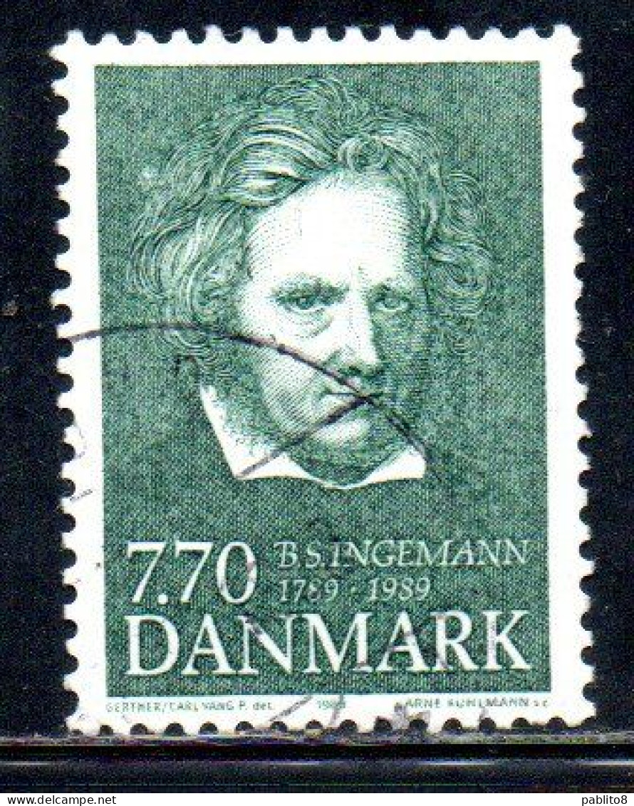 DANEMARK DANMARK DENMARK DANIMARCA 1989 BERNHARD SEVERIN INGEMANNPOET AND NOVELLIST 7.70k USED USATO OBLITERE' - Covers & Documents