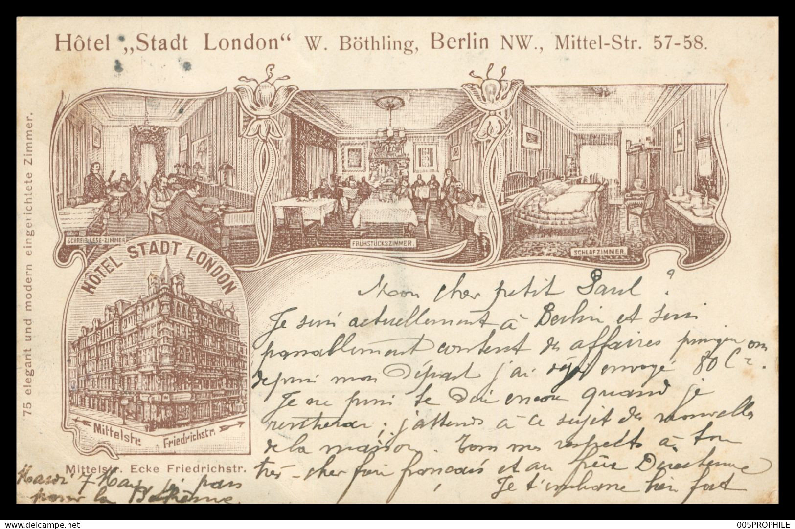 Litho - Hôtel, Stadt London" W. Böthling, Berlin NW., Mittel-Str. 57-58 - 1907 - Feldkirch - Autres & Non Classés