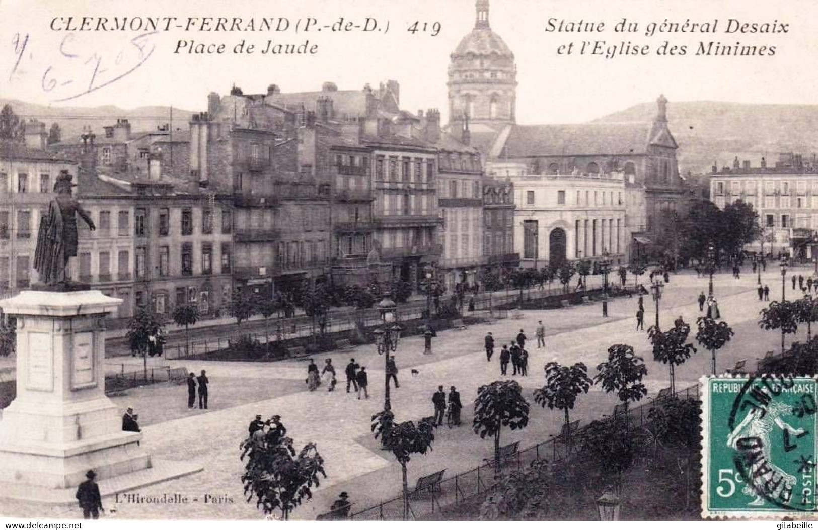 63 - Puy De Dome  -   CLERMONT FERRAND -  Place De Jaude - Statue Du General Desaix Et L église Des Minimes - Clermont Ferrand