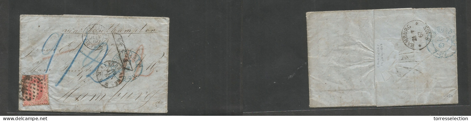 ARGENTINA. 1867 (14 April) Coladeras - Germany, Hamburg (22 July) EL Full Text From This Remote Area Via Buenos Aires Fr - Autres & Non Classés