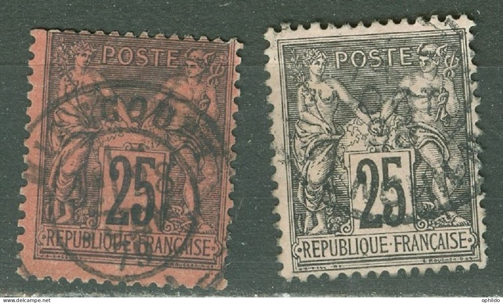 France 91 Ob TB Ob Mirecourt Vosges + 97 Ob - 1876-1898 Sage (Type II)