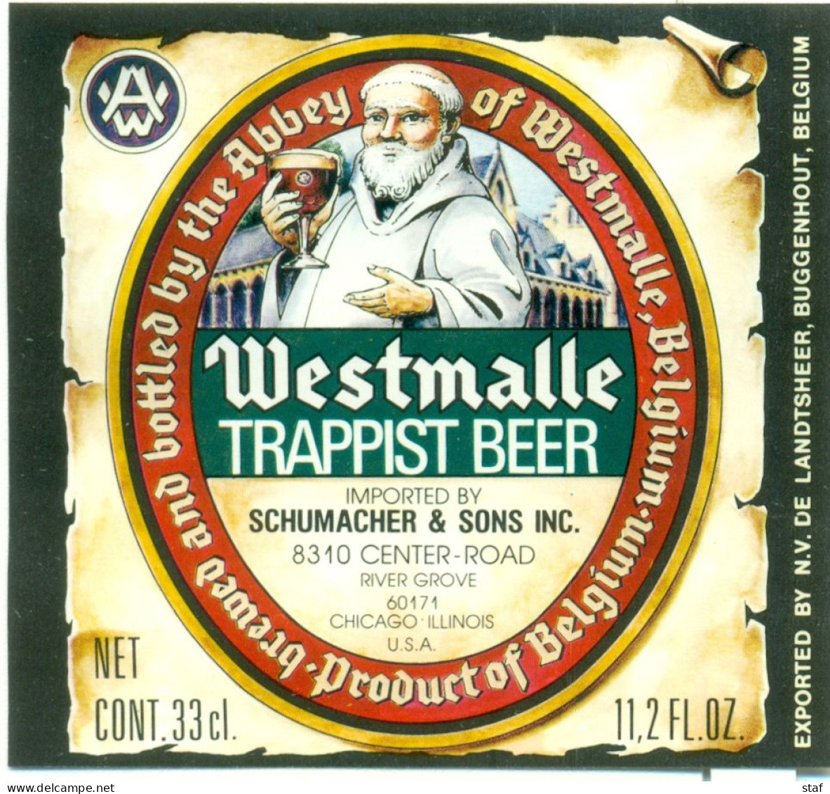 Oud Etiket Bier Trappistenbier Bière Trappiste - Brouwerij / Brasserie Abdij Abbaye De Westmalle - Bière