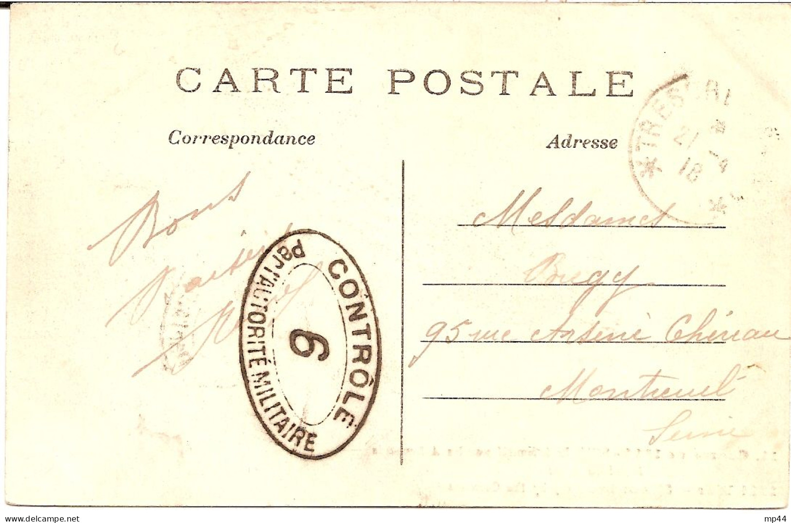 13K2 --- TRESOR ET POSTES Contrôlé Par L'autorité Militaire 6 - Guerre De 1914-18