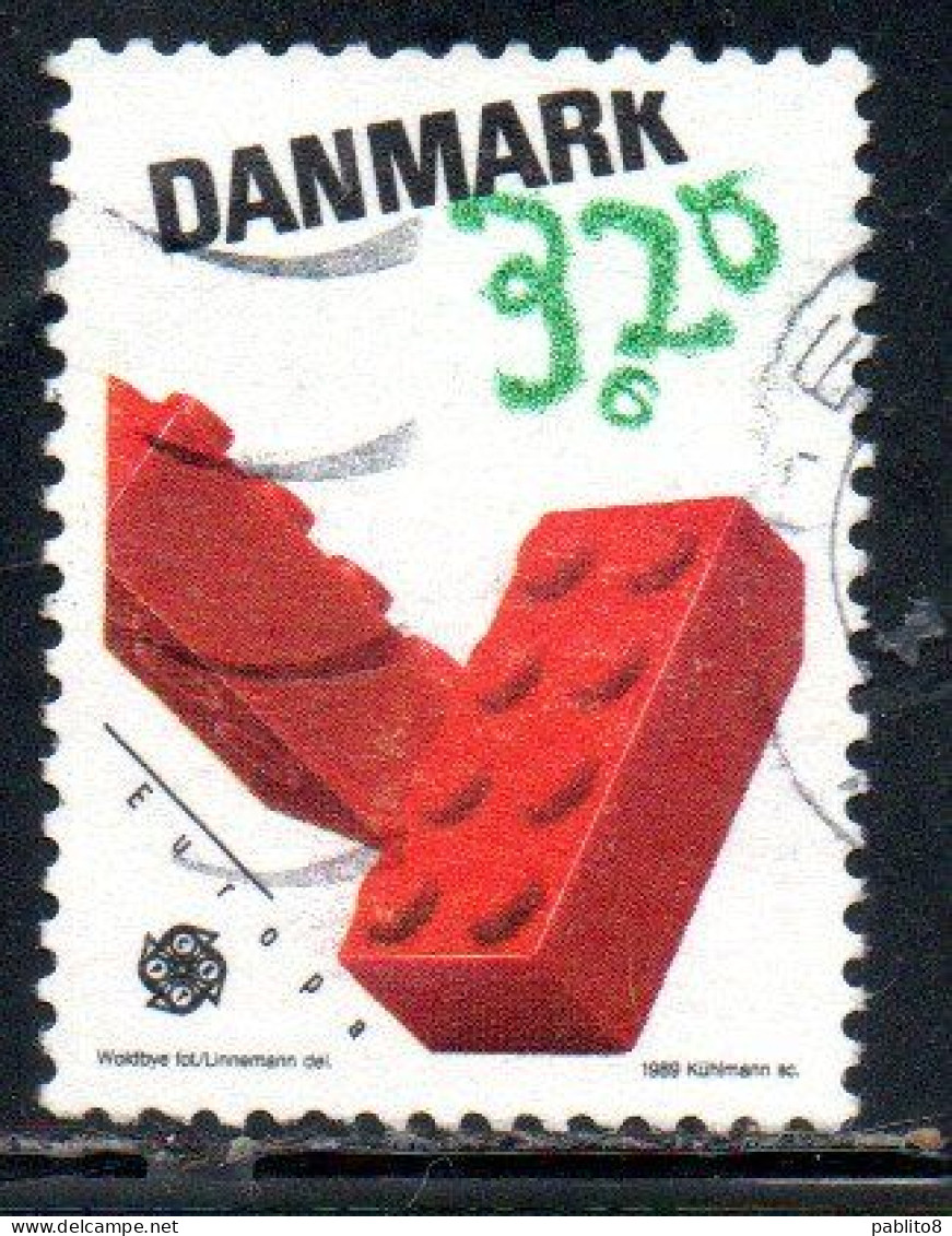 DANEMARK DANMARK DENMARK DANIMARCA 1989 EUROPA CEPT CHILDREN'S TOYS 3.20k USED USATO OBLITERE' - Briefe U. Dokumente