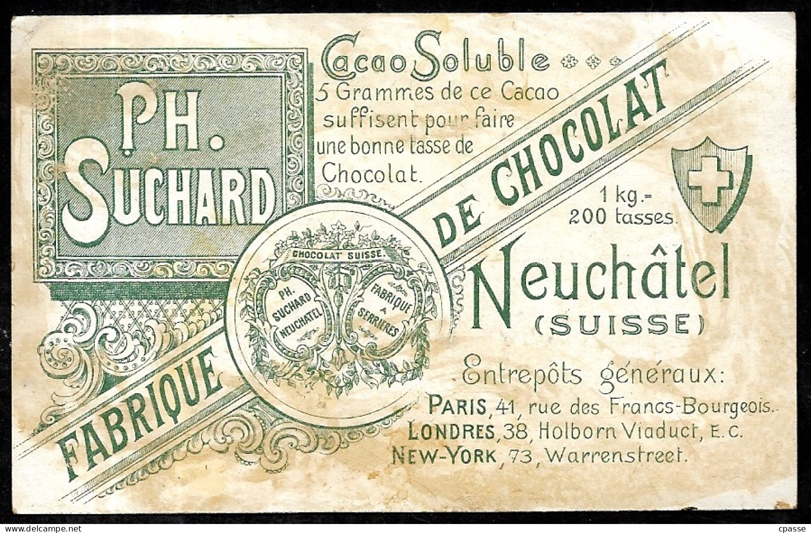 CHROMO XIXe CHOCOLAT SUCHARD De NEUCHÂTEL Suisse - Chocolaterie - Suchard