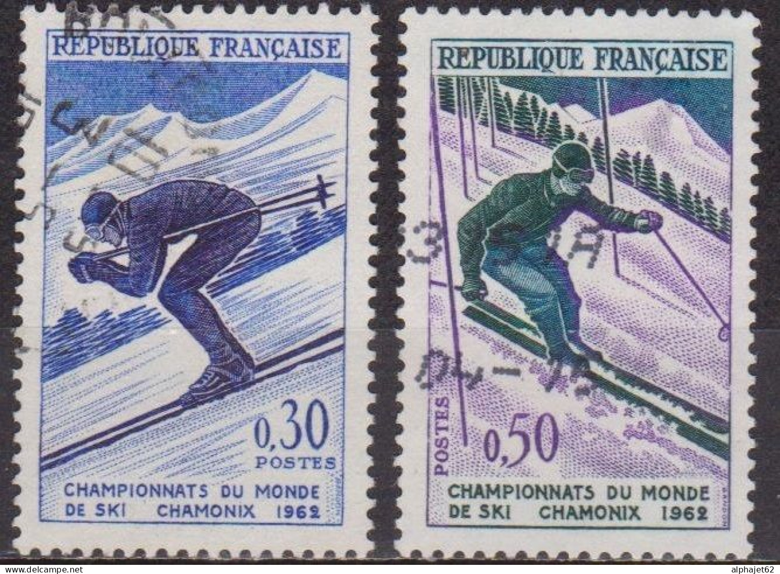 Sport Olympique - Ski Alpin, Descente, Slalom - FRANCE - Championnats Du Monde à Chamonix - N° 1326-1327 - 1962 - Used Stamps