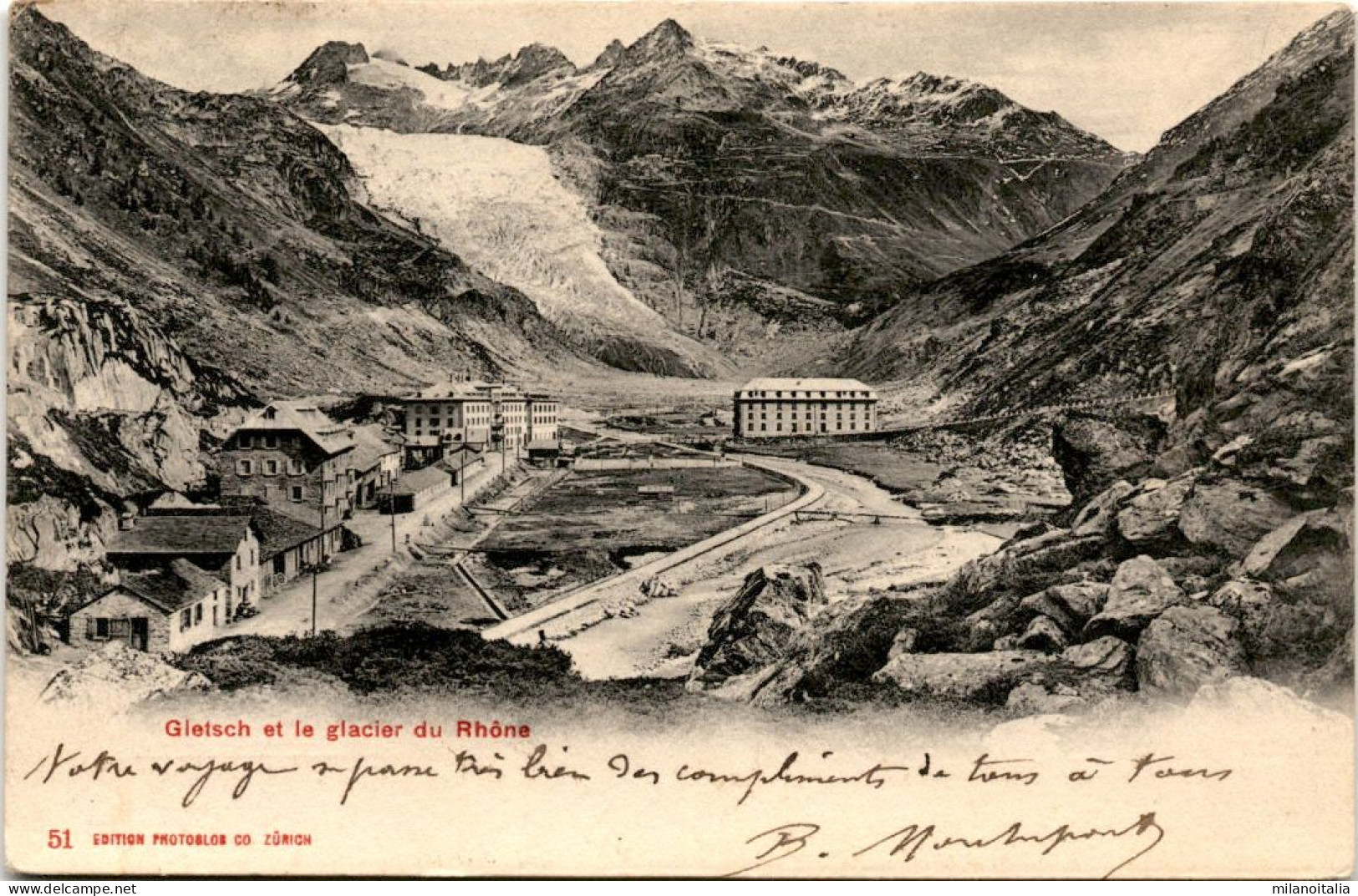 Gletsch Et Le Glacier Du Rhone (51) * 16. 8. 1905 - Obergoms