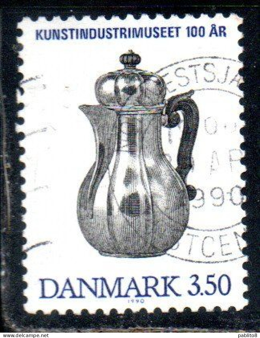 DANEMARK DANMARK DENMARK DANIMARCA 1990 MUSEUM OF DECORATIVE ART CENTENARY SILVER COFFEE POT 3.50k USED USATO OBLITERE' - Lettres & Documents