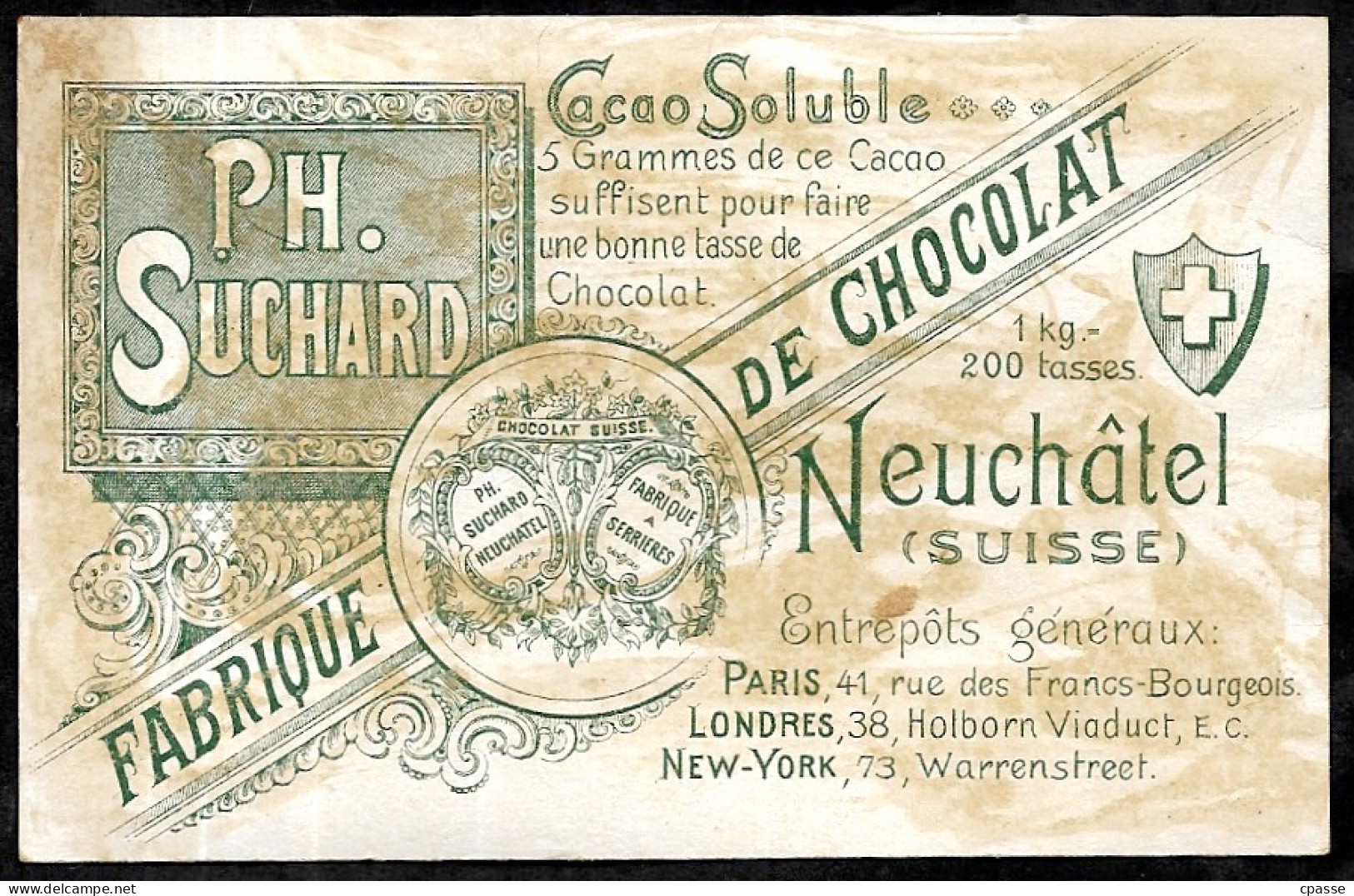 CHROMO XIXe CHOCOLAT SUCHARD De NEUCHÂTEL Suisse - Chocolaterie - Suchard