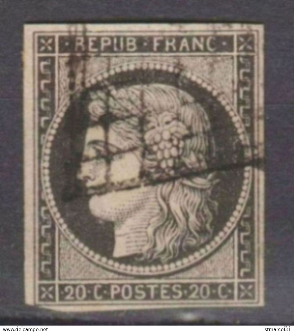 RARE NUANCE GRIS NOIR N°3c TBE Cote 540€ - 1849-1850 Cérès