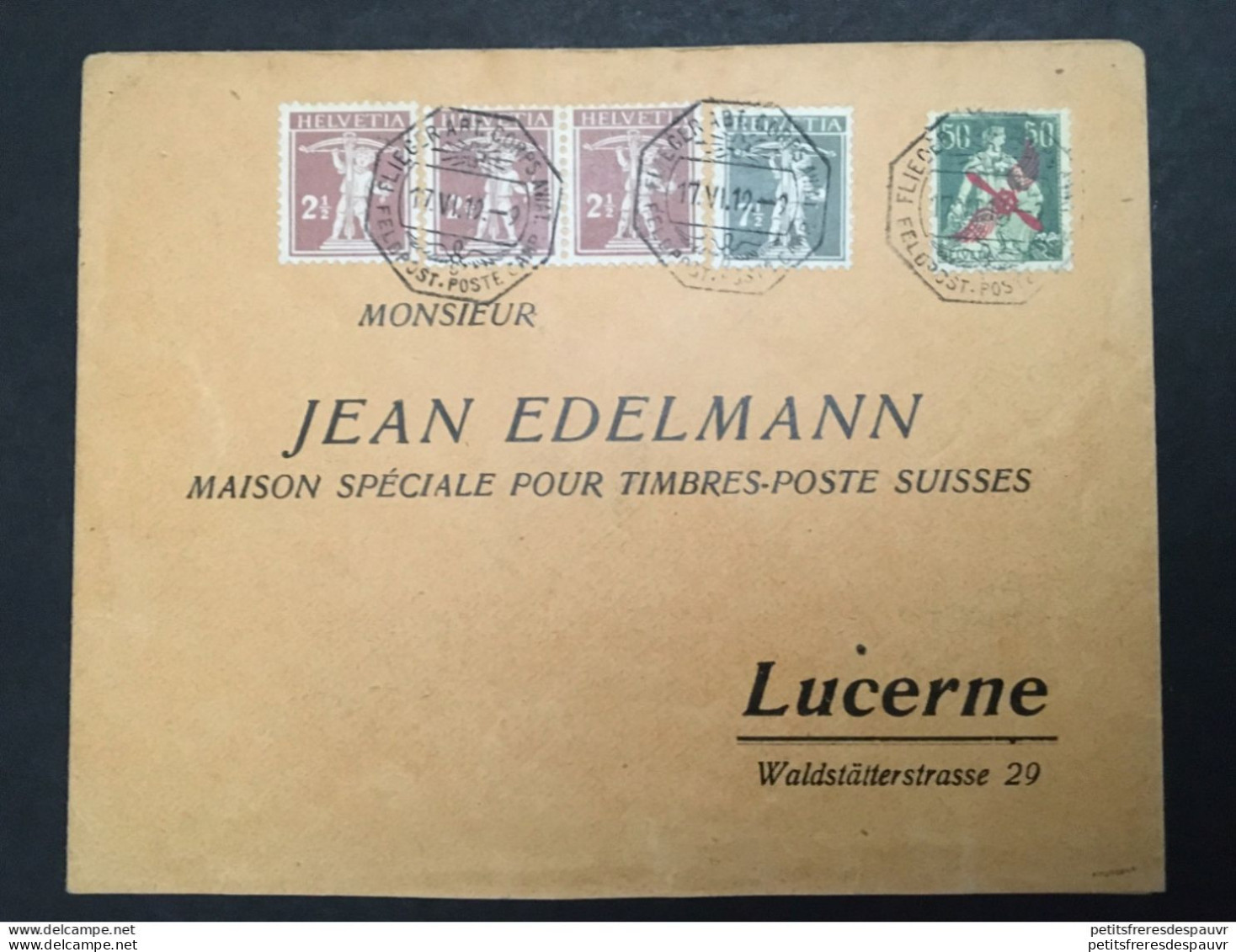 SUISSE 1919 - YT Zu 2 Poste Aérienne Sur Lettre Pour Lucerne Par Liaison Aérienne - Lettres & Documents