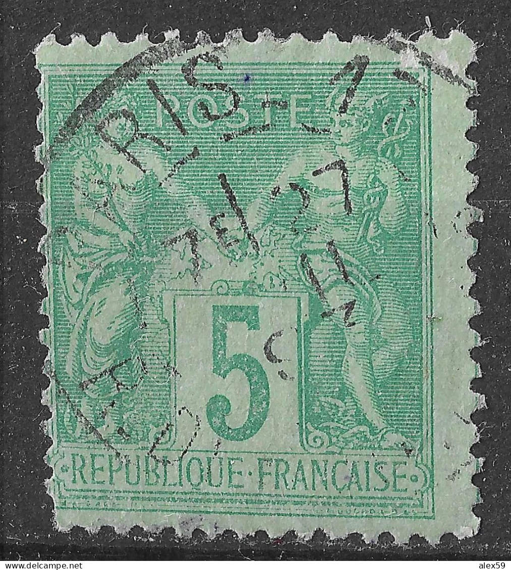 Lot N°95 N°75, Oblitéré Cachet à Date PARIS_17 R.DES HALLES (point Blanc Haut Droit) - 1876-1898 Sage (Type II)