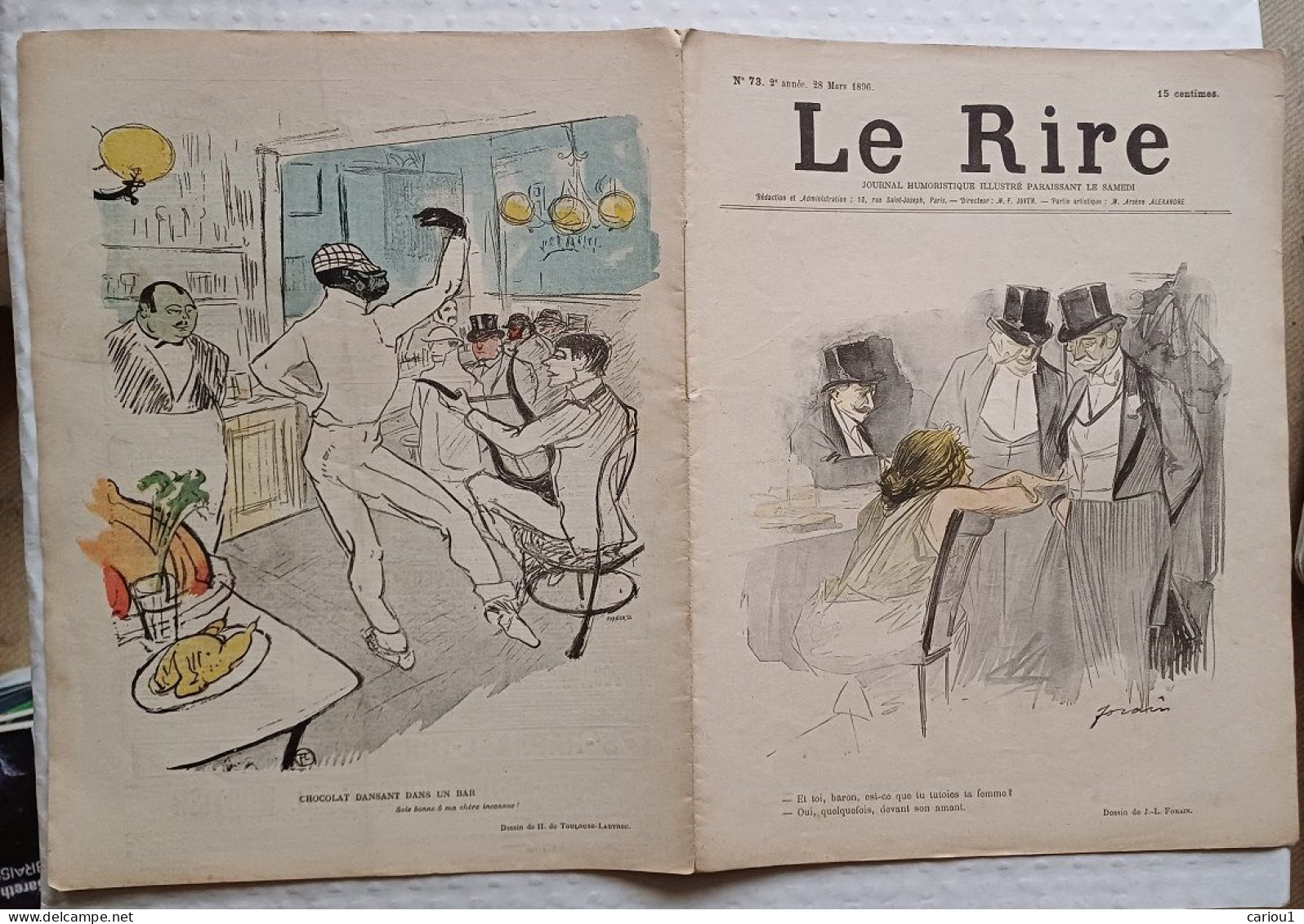 C1 LE RIRE Mars 1896 Dessin De TOULOUSE LAUTREC Chocolat Dansant Dans Un Bar PORT INCLUS France - 1801-1900