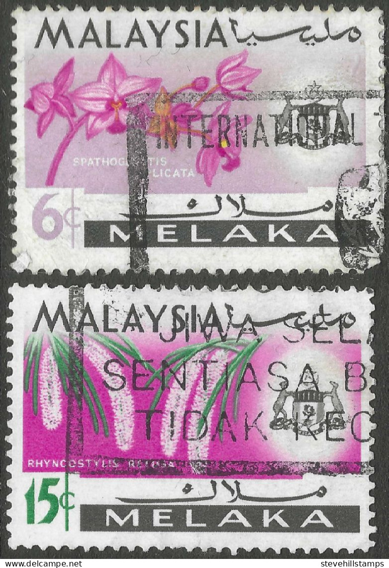 Malacca (Malaysia). 1965-68 Orchids. 6c, 15c Used SG 64, 66. M5109 - Malaysia (1964-...)